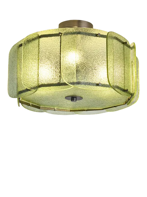 Made Sacha Glass Flush Ceiling Light, Green