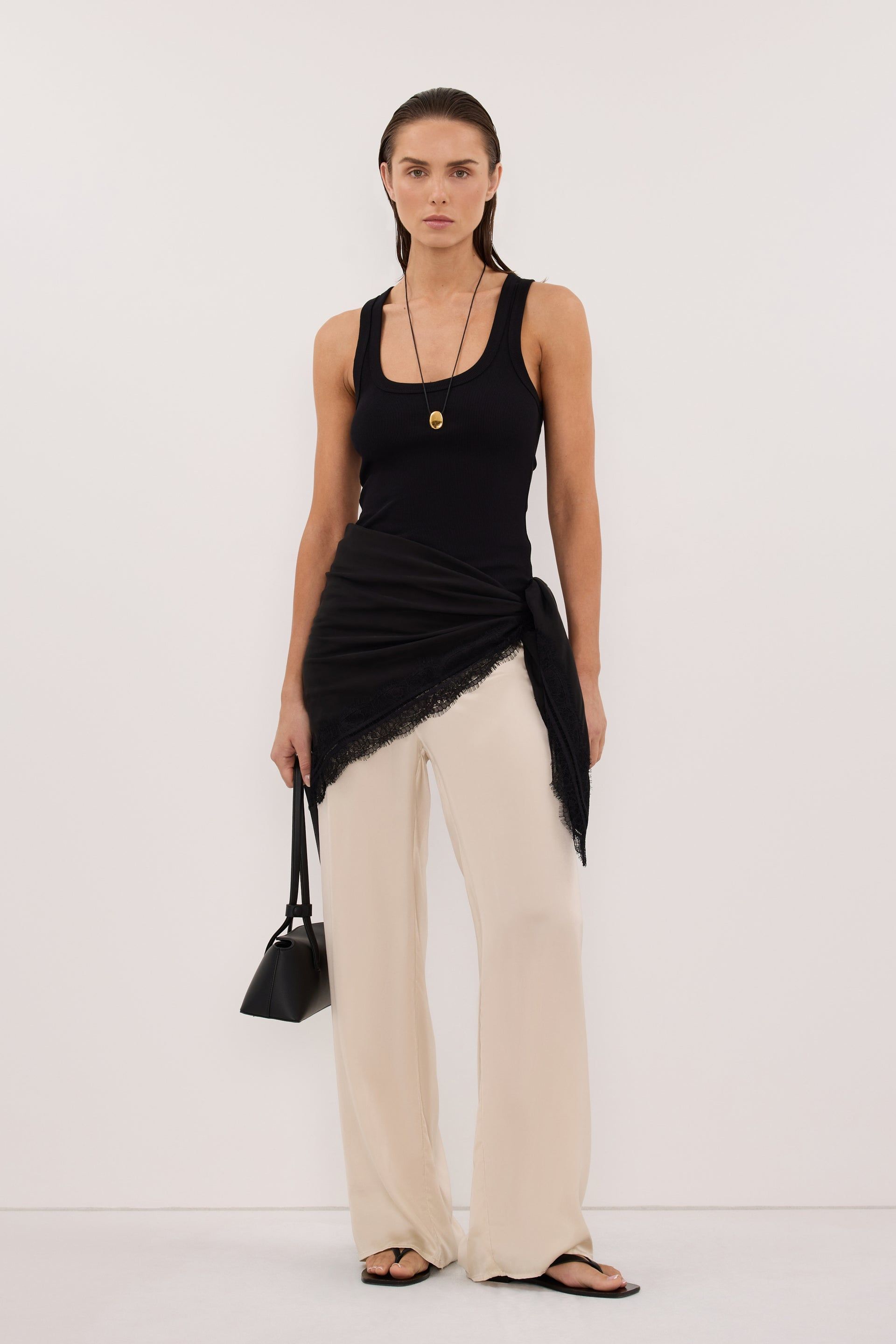 Andrea Black Cupro Lace Scarf - O/s / Black