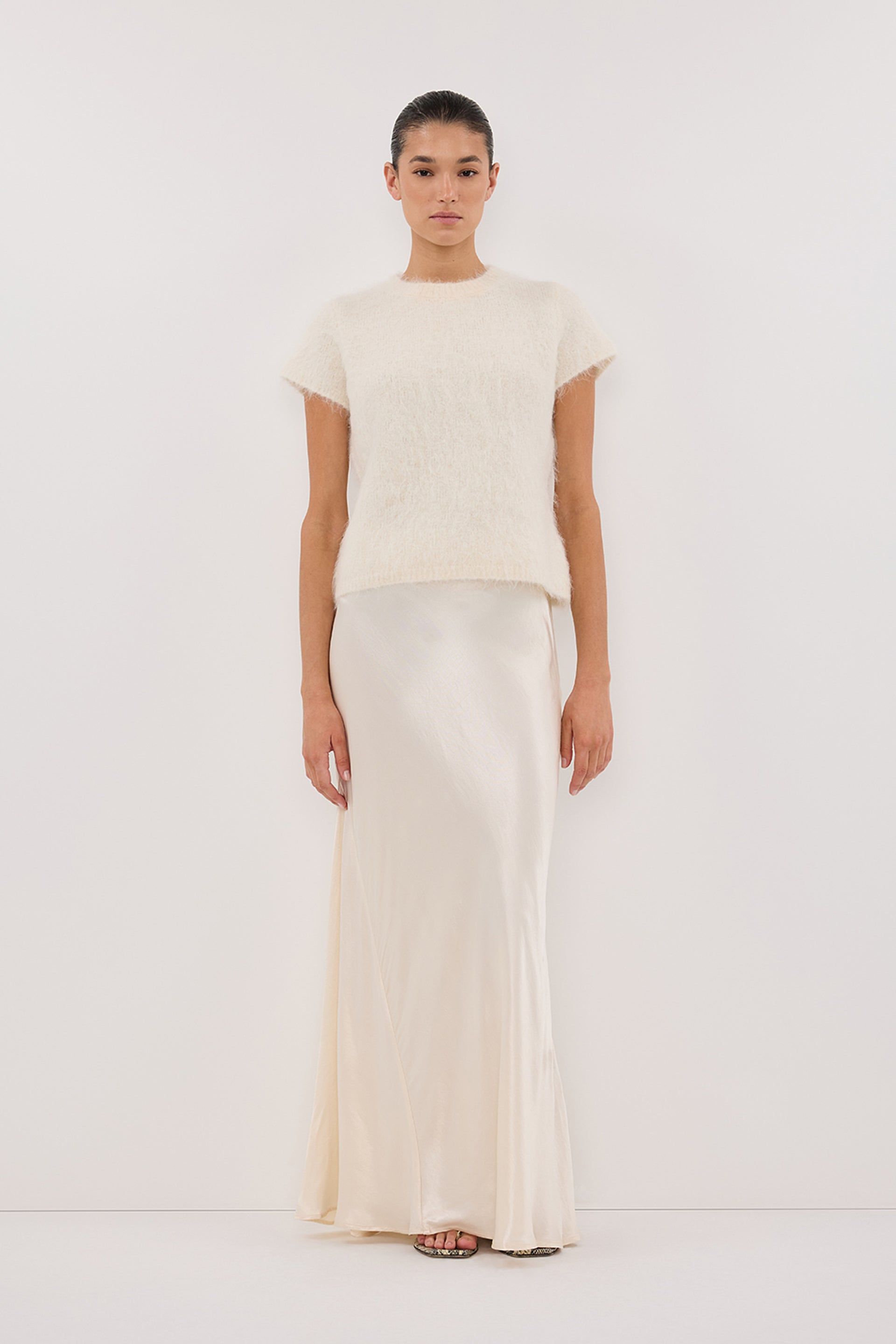 Charli Cream Satin Maxi Skirt - 0 / Cream