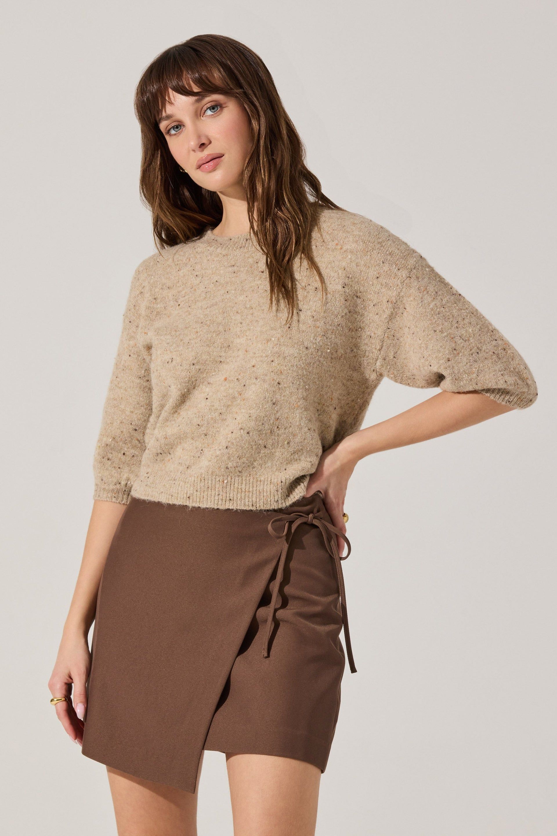 Ashvi Wrap Mini Skirt - Brown / Xs