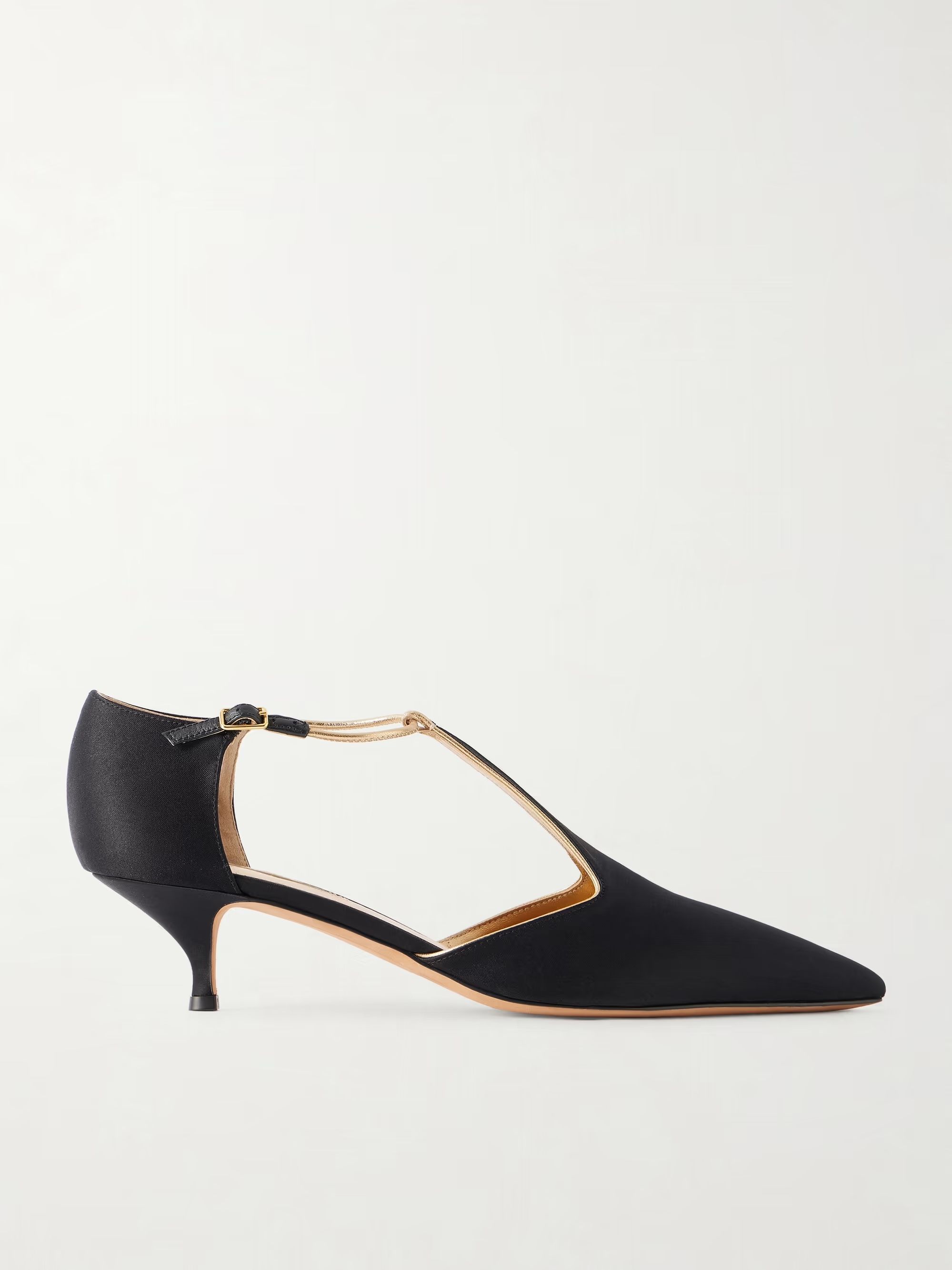 net-a-porter, Leandra Leather-Trimmed Satin Pumps