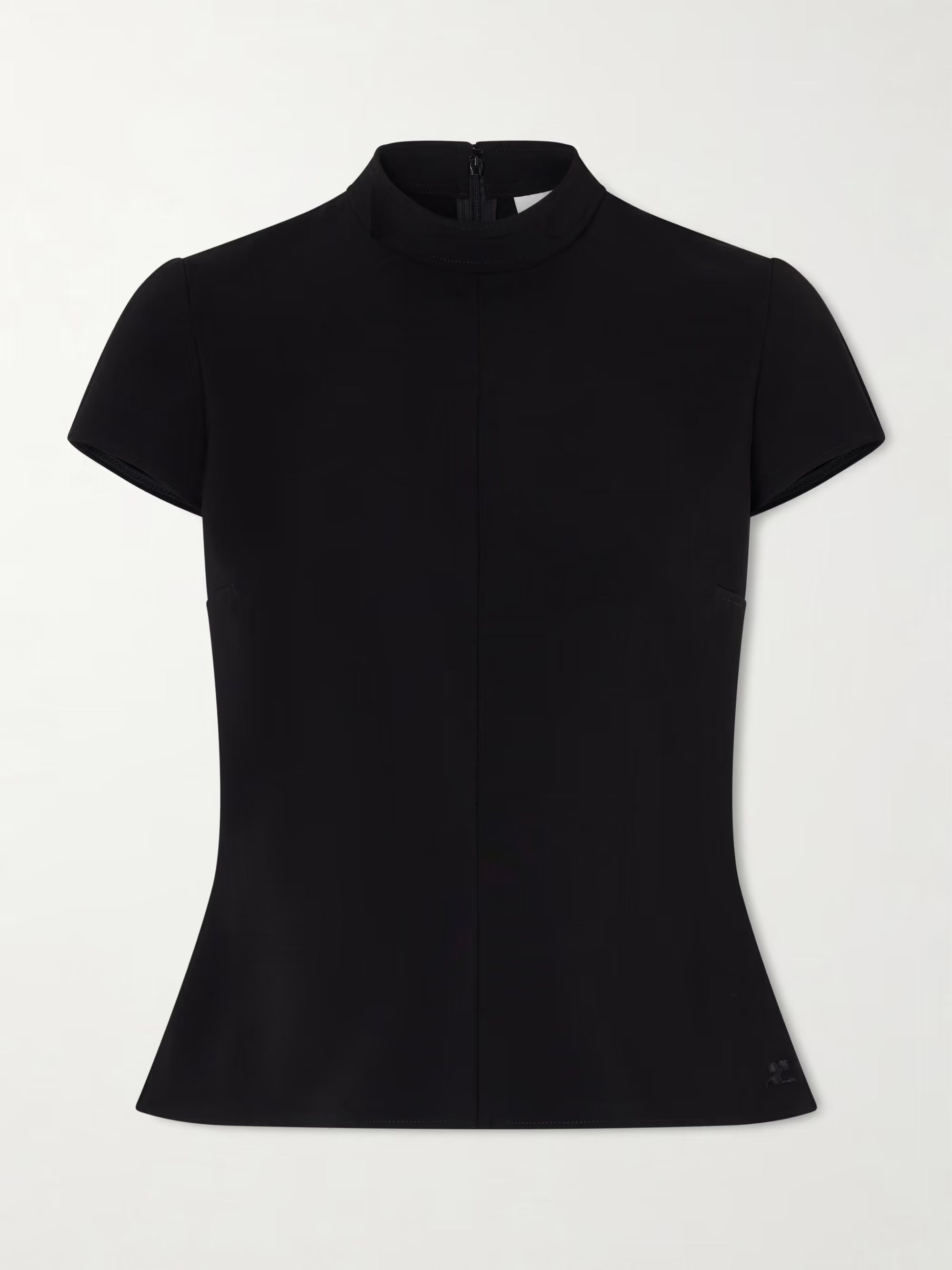 Courr&amp;egrave;ges, Crepe Mockneck Top