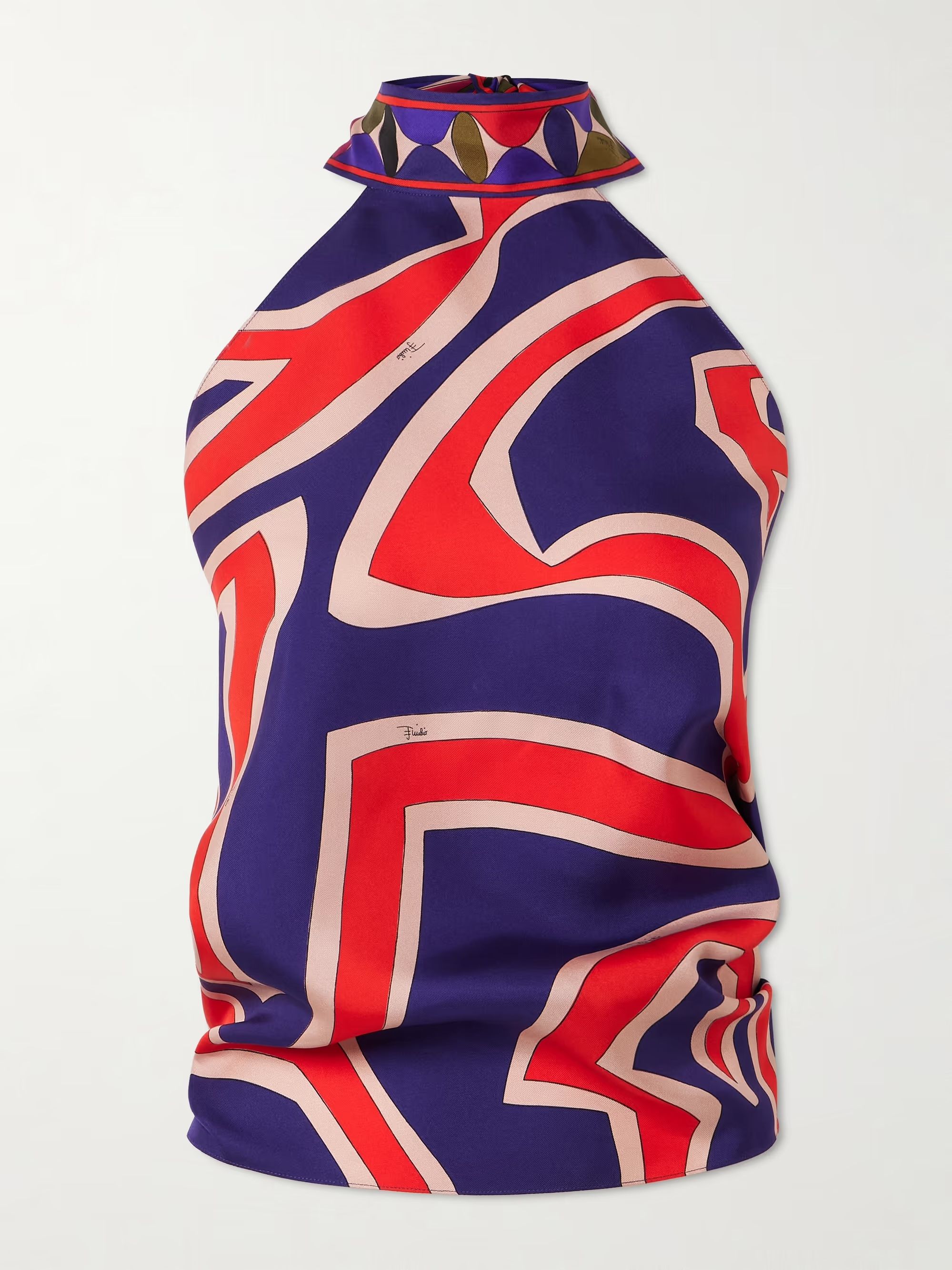 Pucci, Printed Silk-Twill Halterneck Top