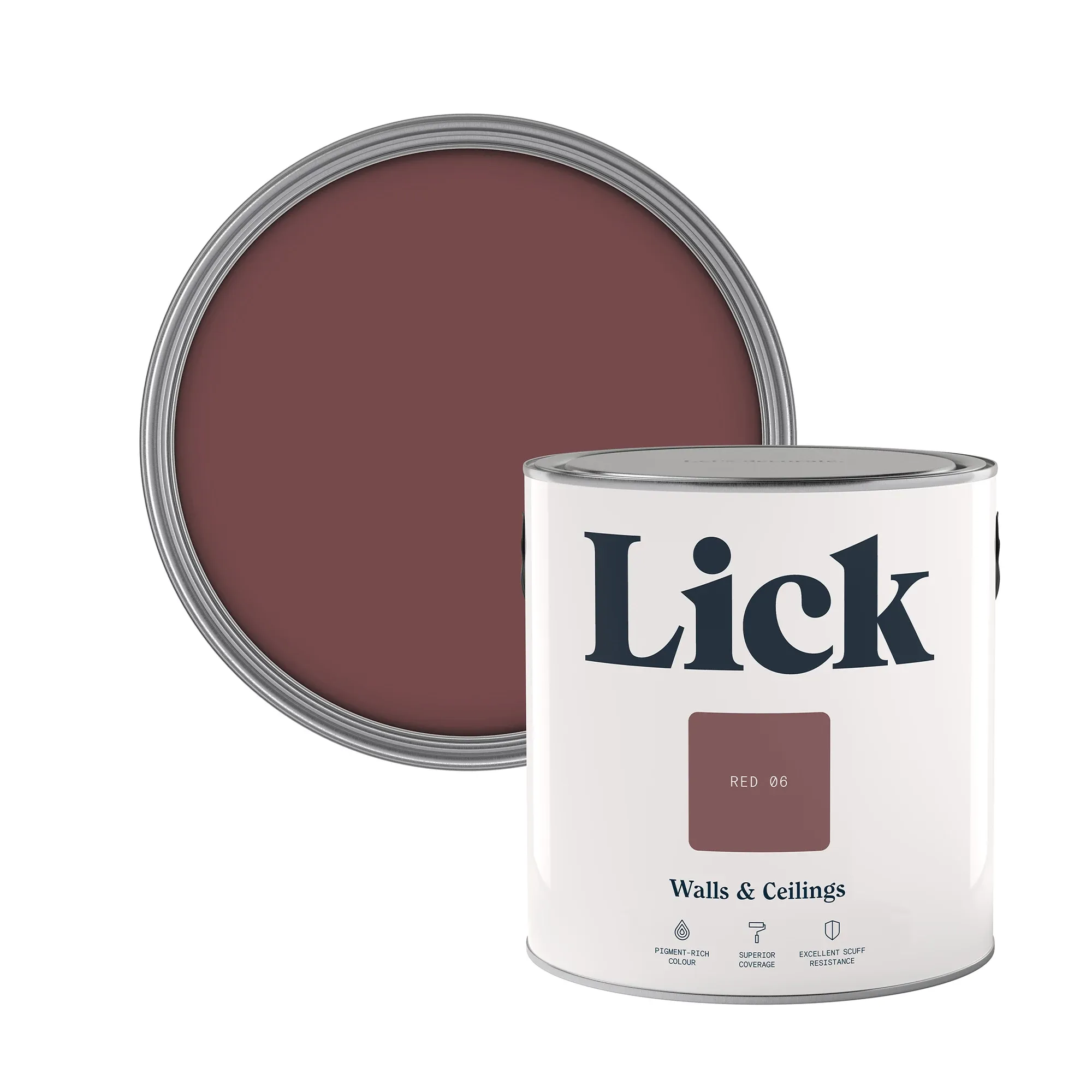 Lick Red 06 Matt Wall &amp;amp; Ceiling Emulsion Paint, 2.5l