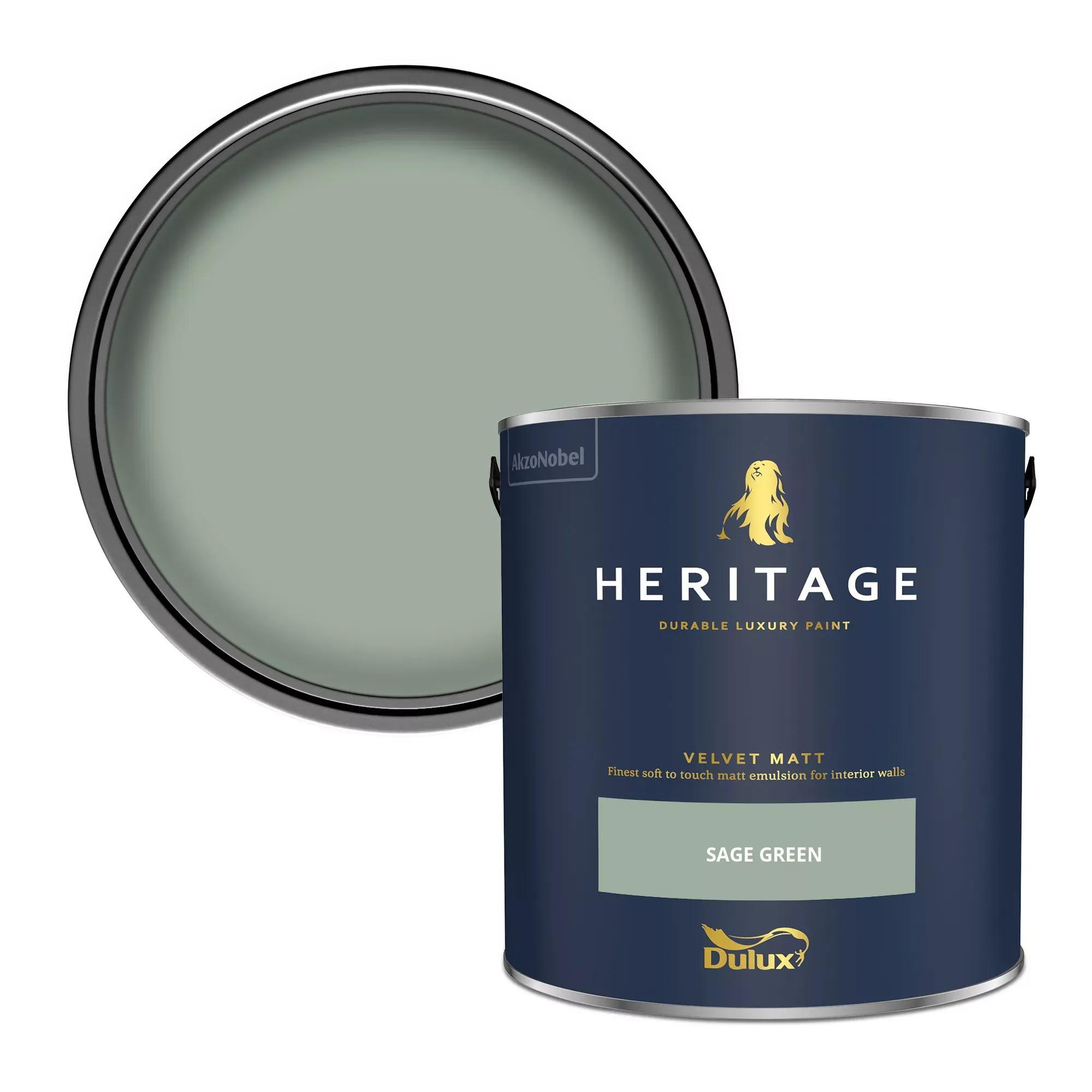 Dulux Heritage Sage Green Velvet Matt Wall Paint, 2.5l