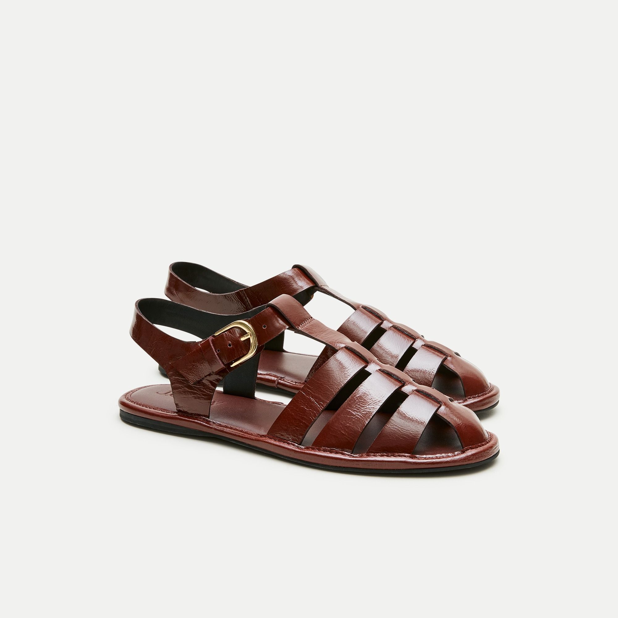 Fisherman Sandals in Crinkle Leather