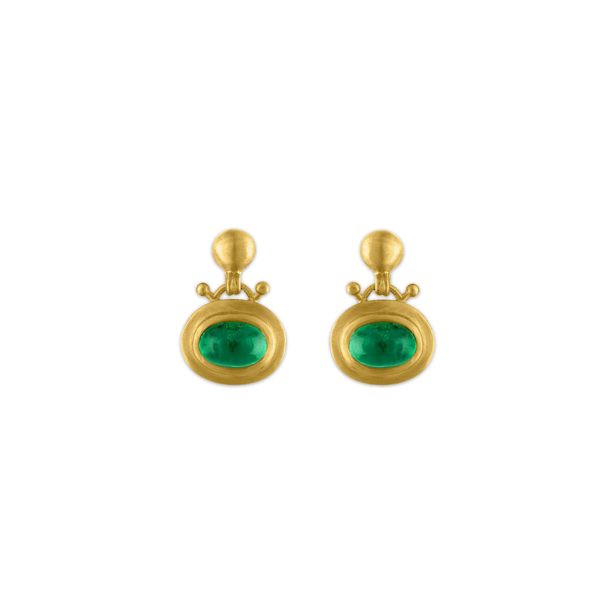 Prounis, Small Emerald Bell Earrings