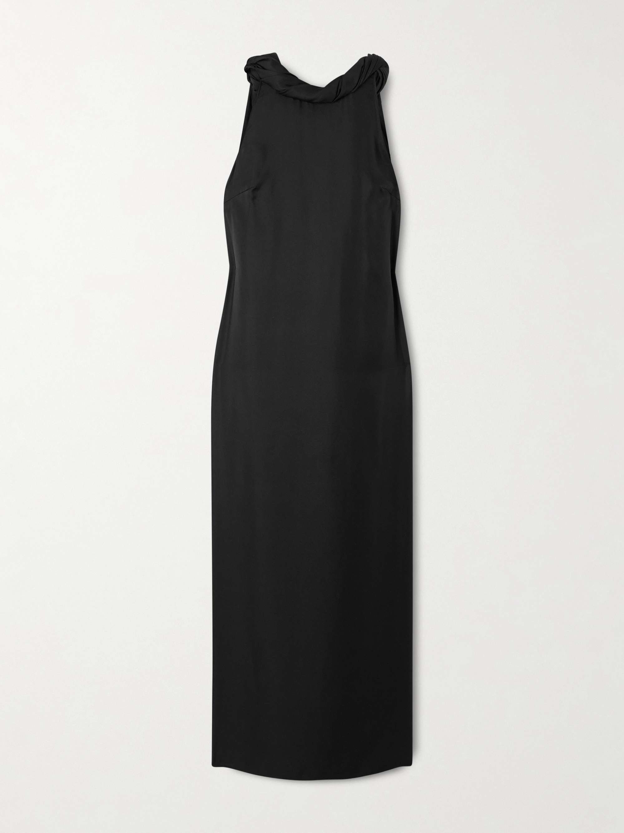 Susan Tie-Detailed Draped Silk-Twill Midi Dress