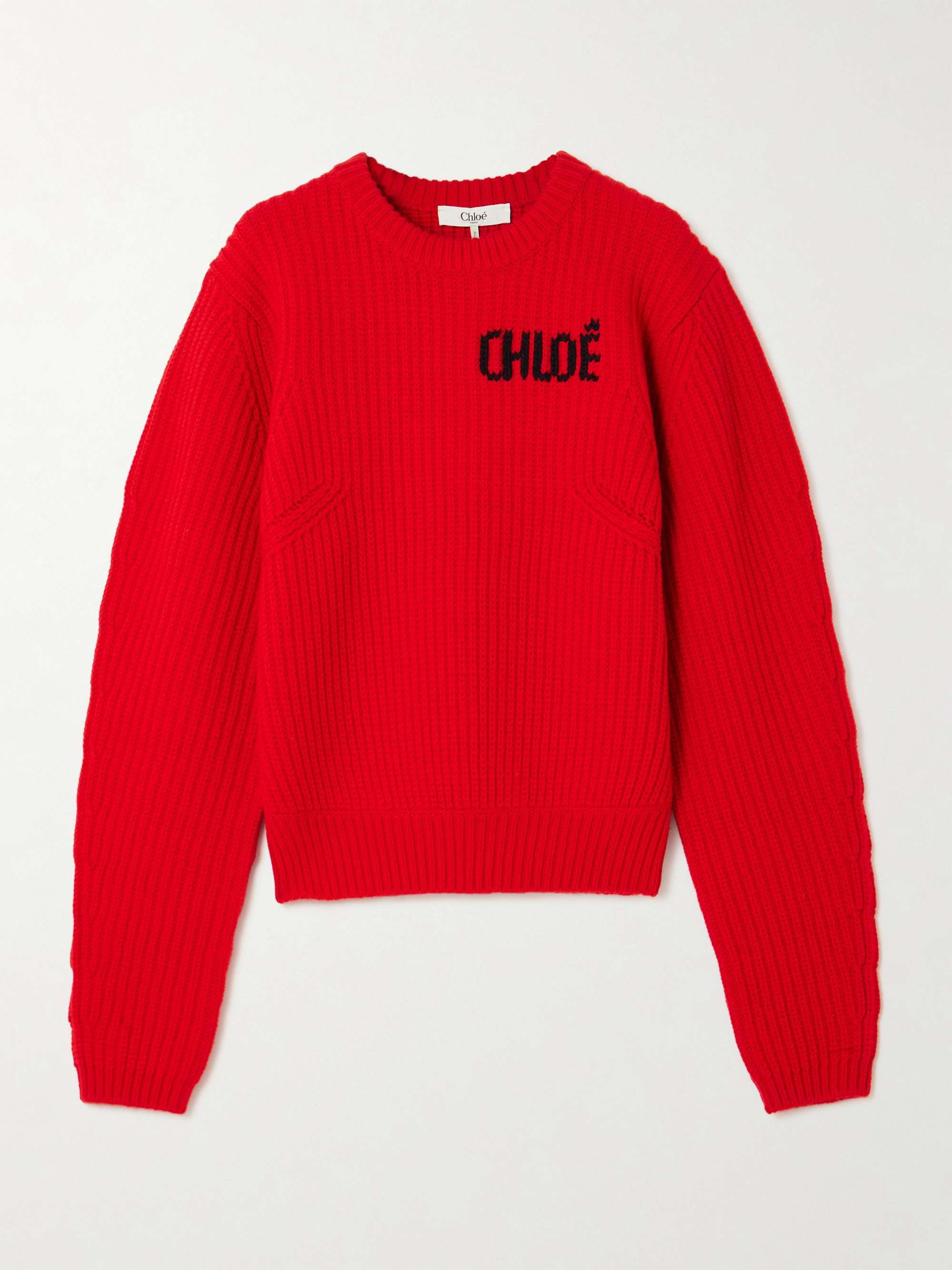 Logo-Detailed Ribbed Wool and Cashmere-Blend Sweater