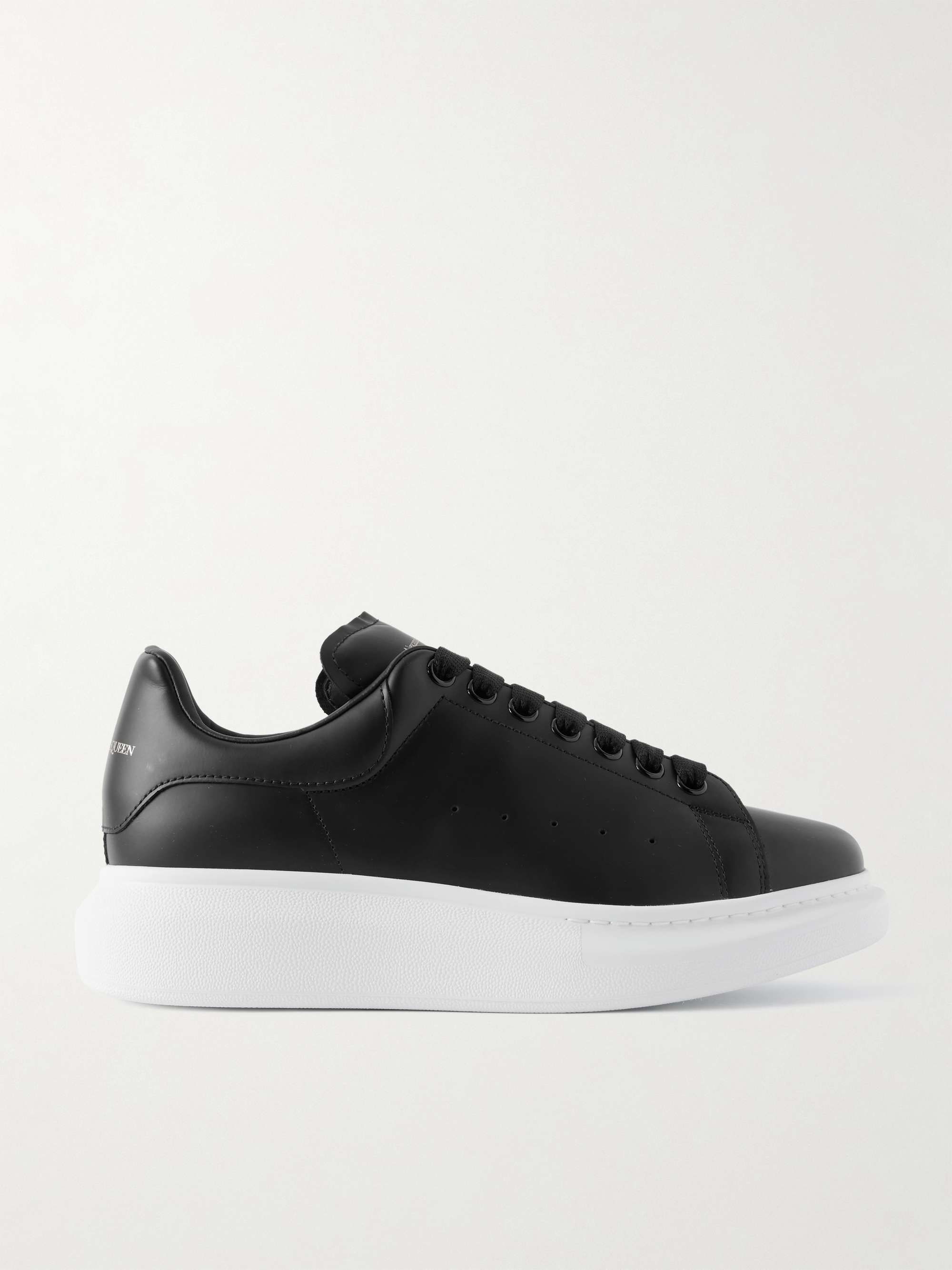 Exaggerated-Sole Leather Sneakers