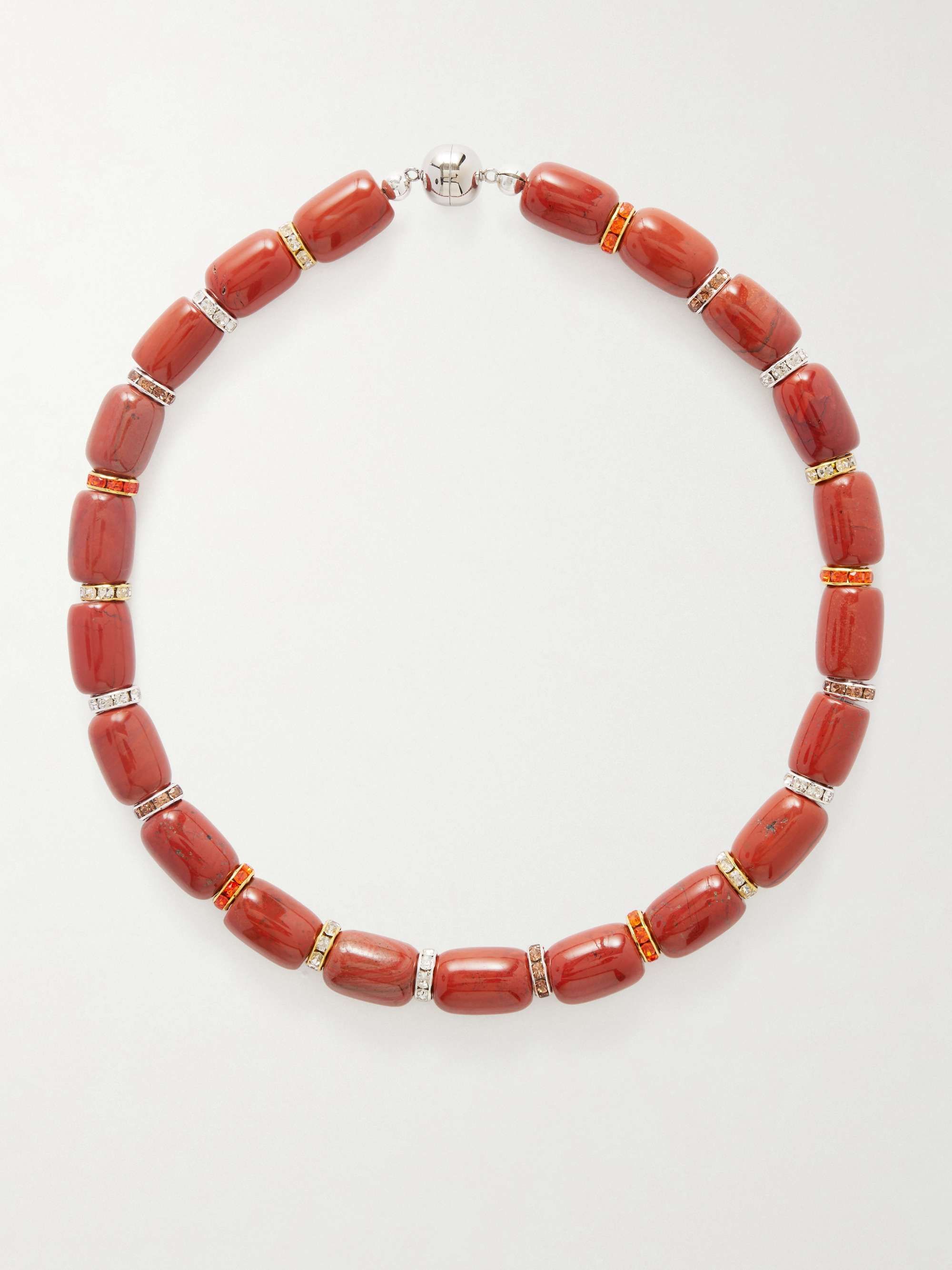 Rhodium-Plated Jasper Necklace