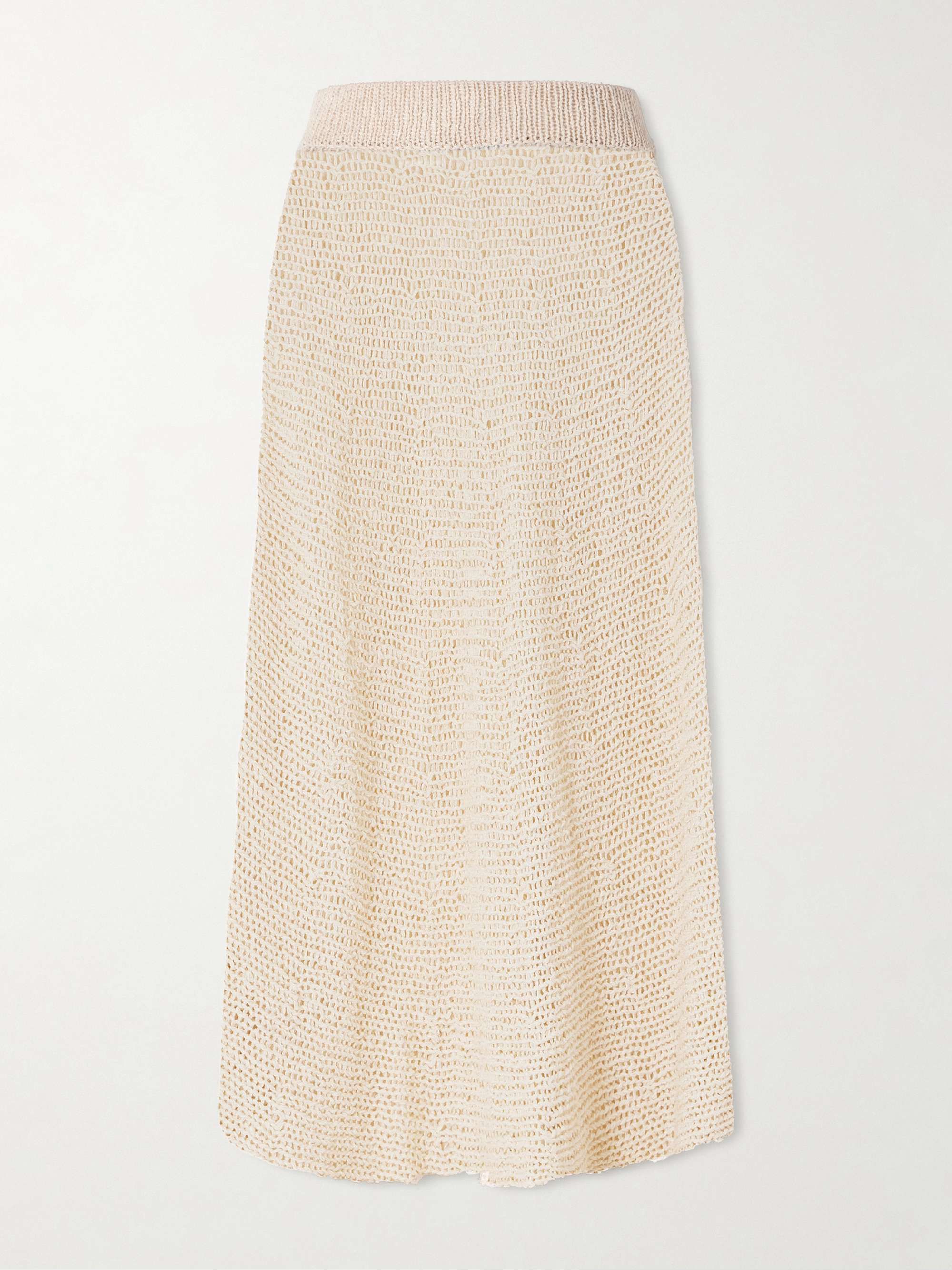 Inaya Crocheted Cotton and Silk-Blend Midi Skirt