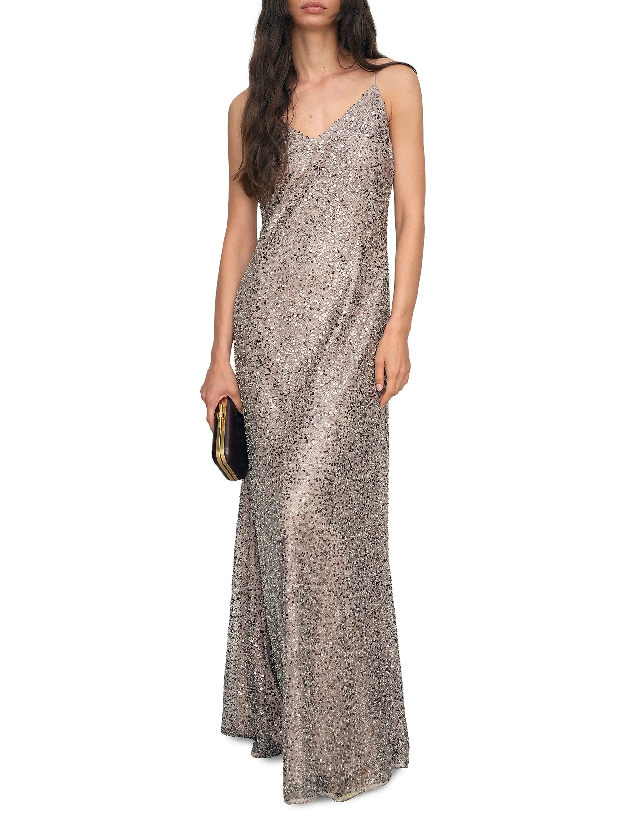 Faye Sequined V-Neck Gown