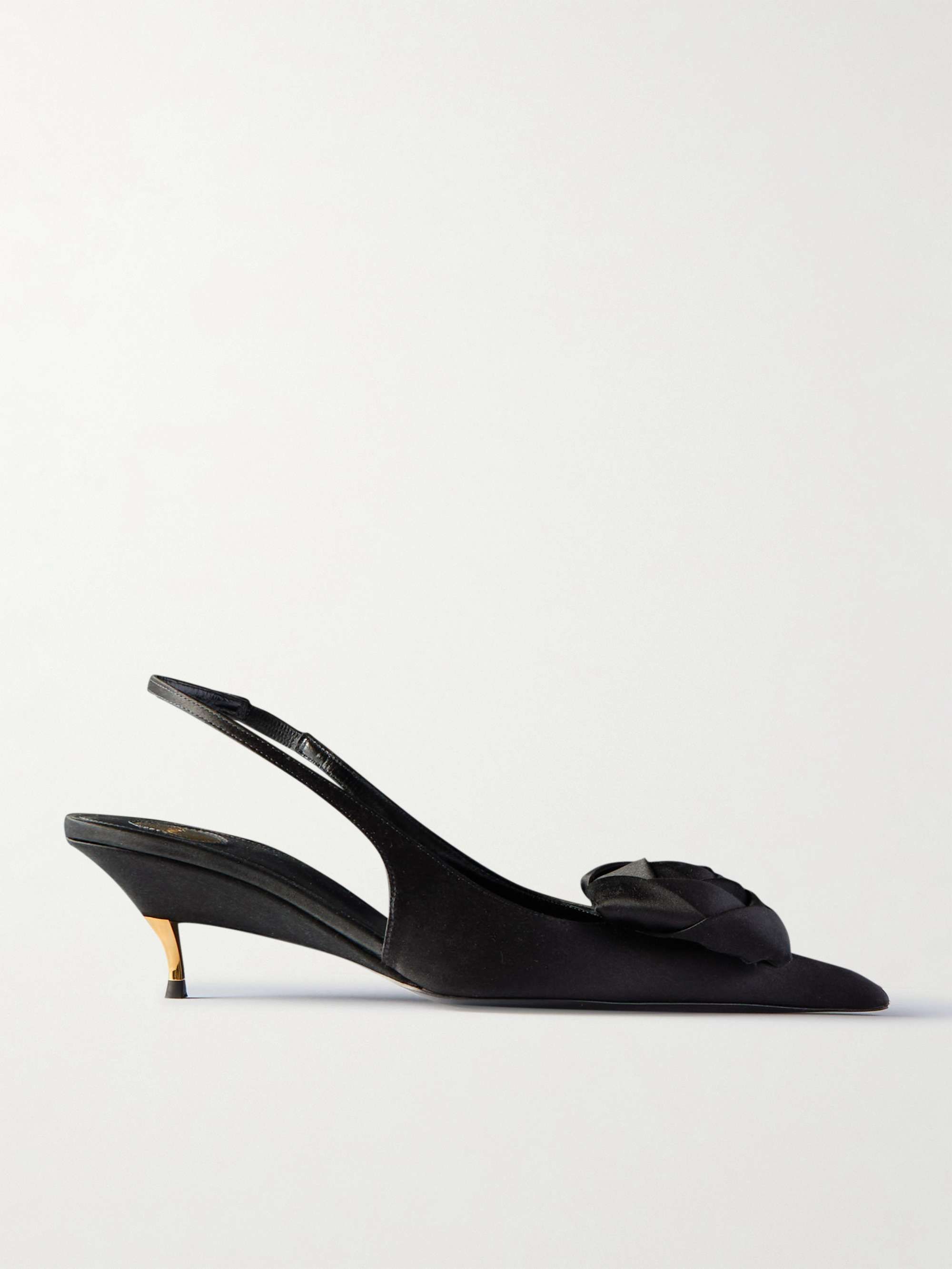 Dakota Appliqu&amp;eacute;d Satin Slingback Pumps