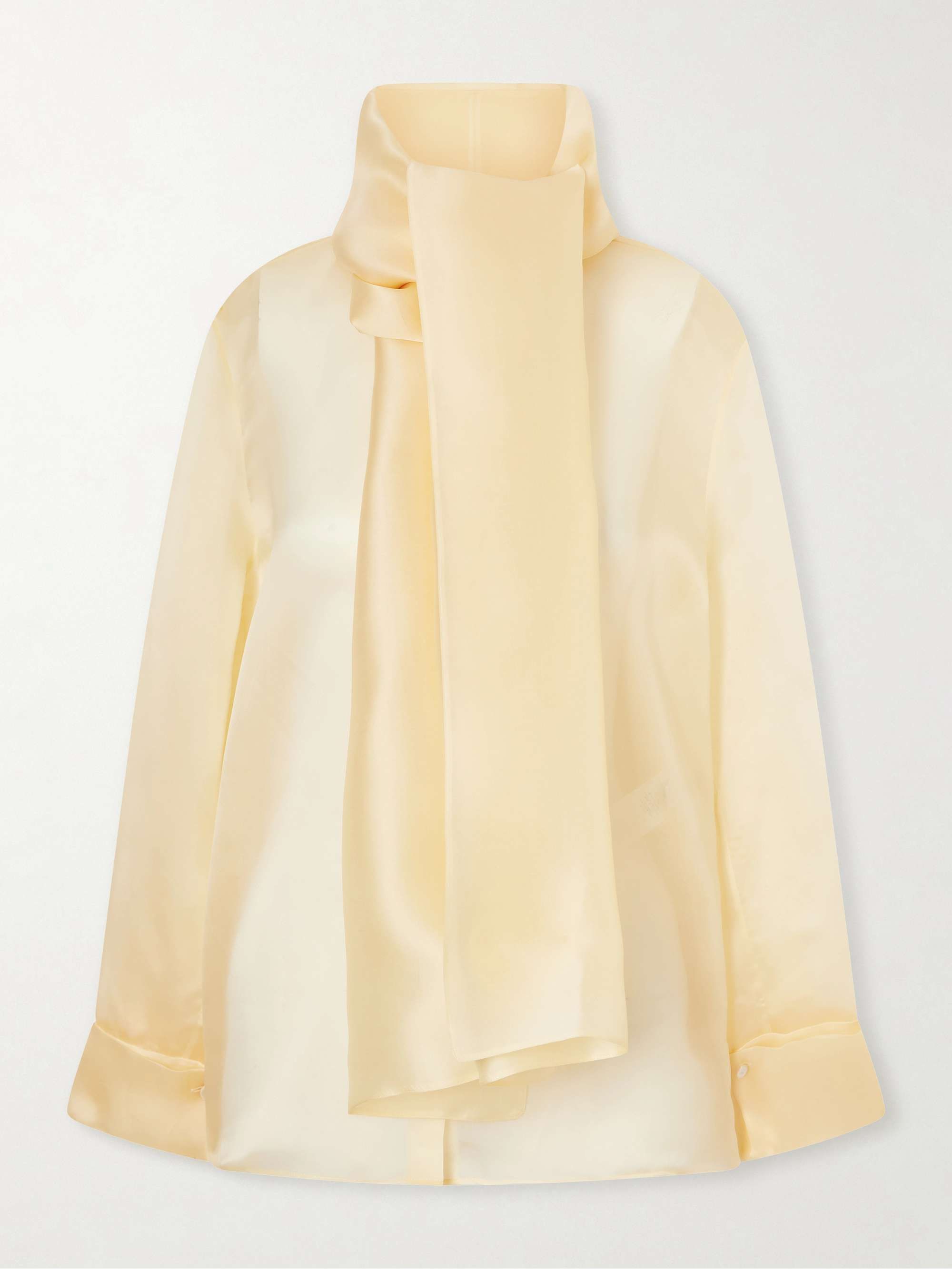 Bow-Embellished Silk-Organza Blouse