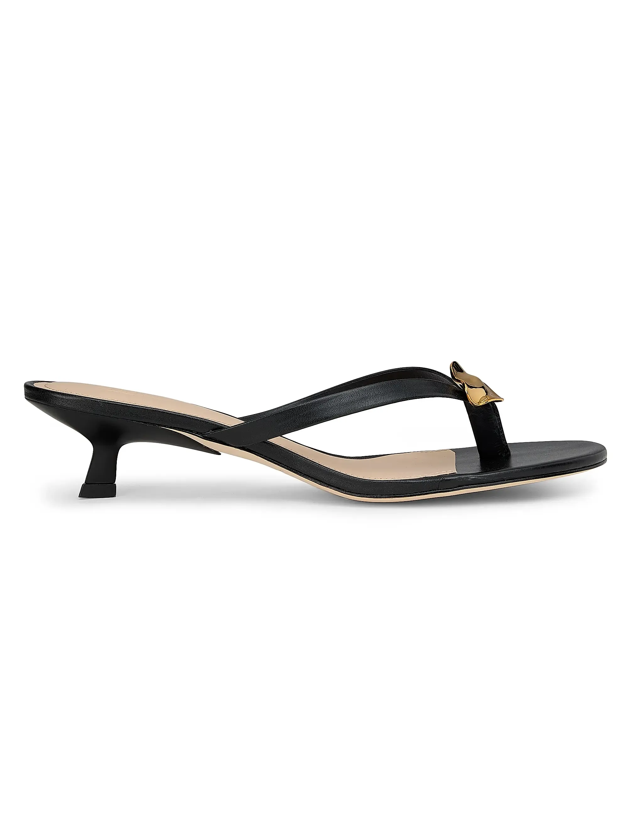 40mm Leather Kitten-Heel Sandals