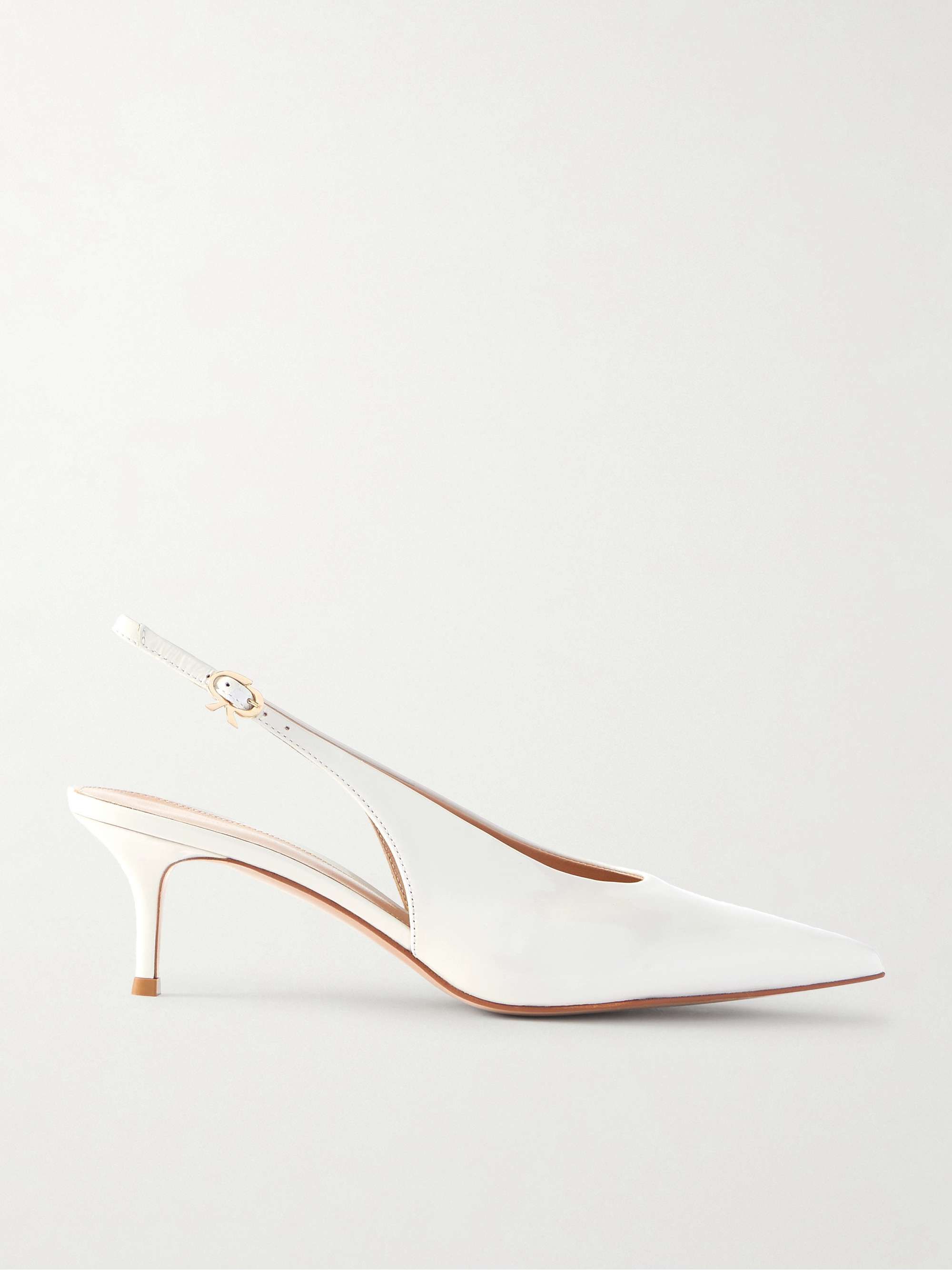 Robbie 55 Polished-Leather Slingback Pumps