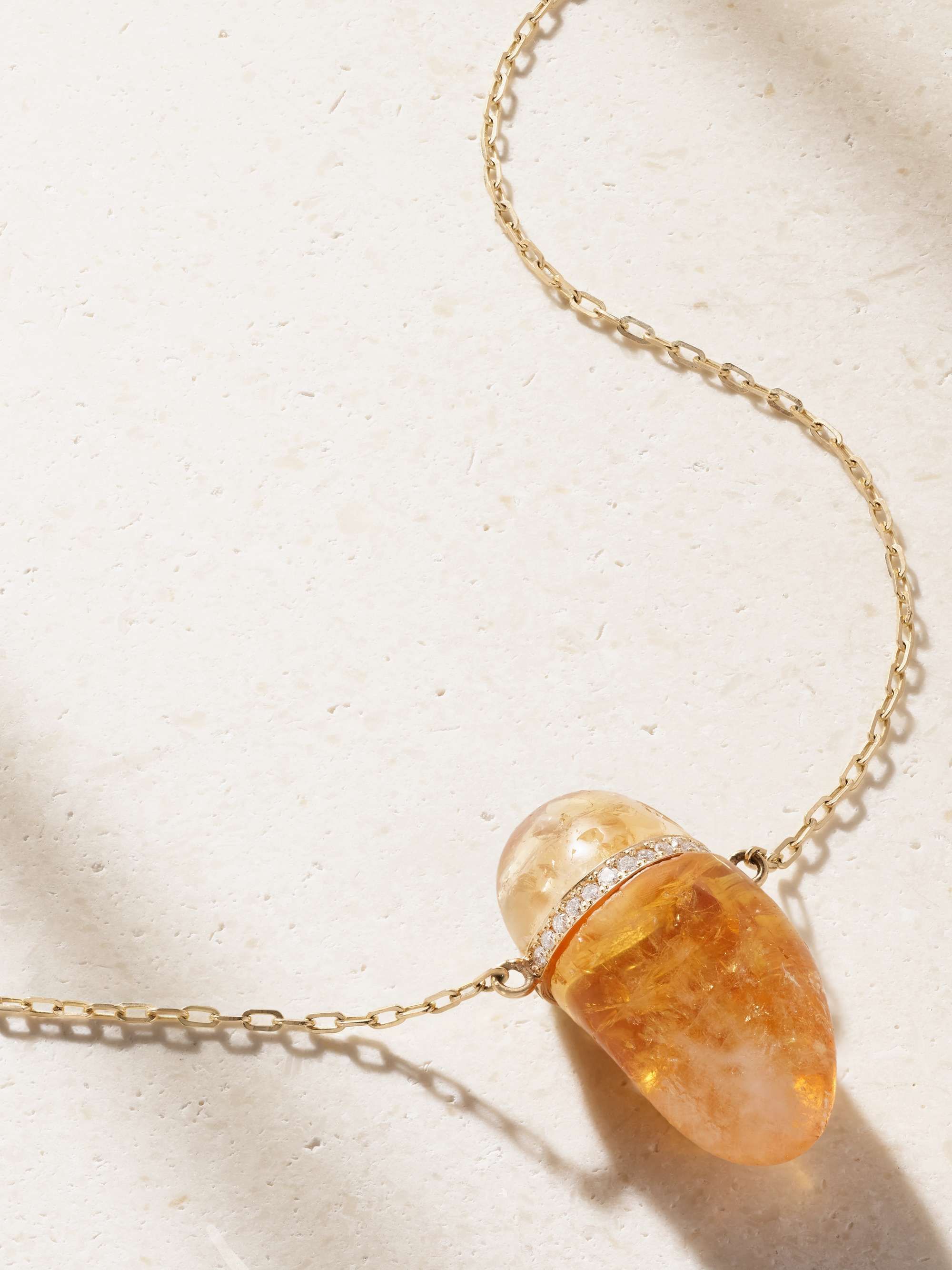 14-Karat Gold, Citrine and Diamond Necklace