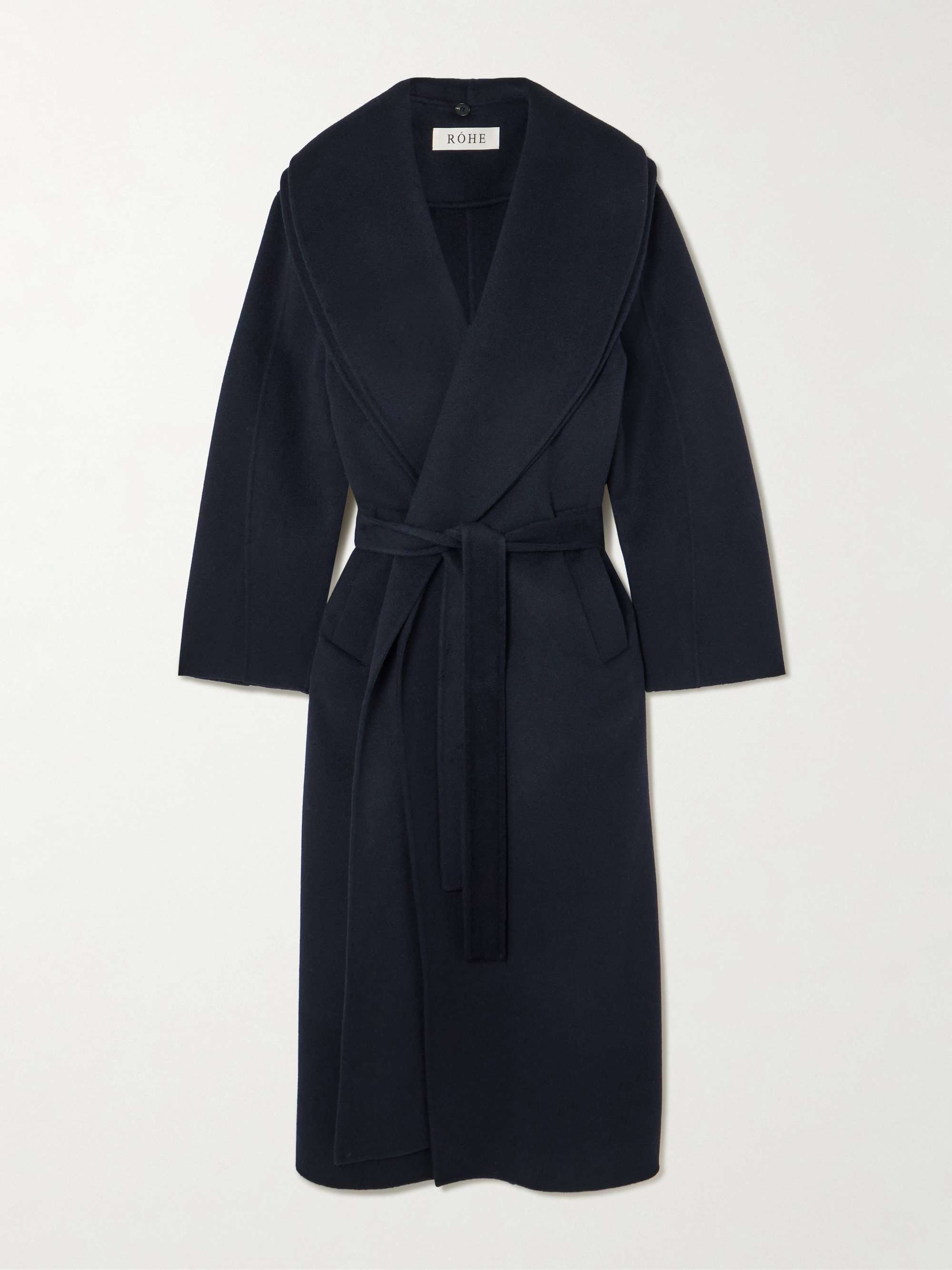 Double-Breasted Scarf-Detailed Layered Wool and Cashmere-Blend Coat