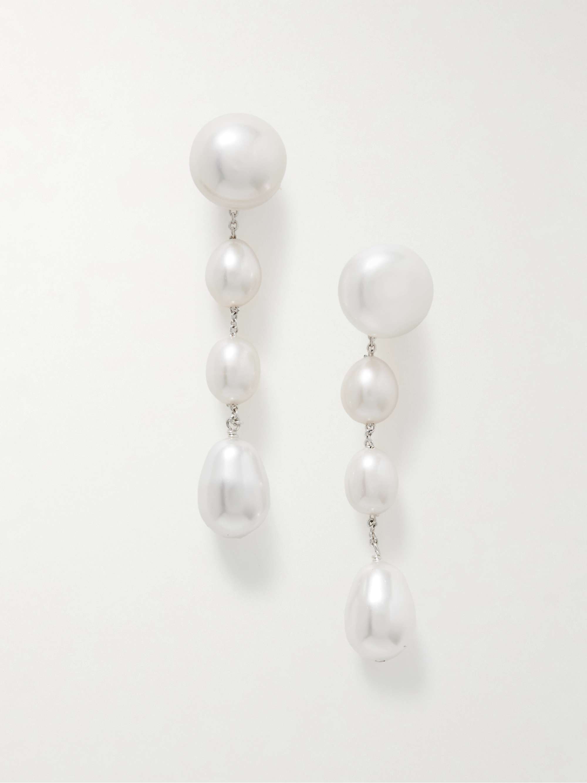 Large Eleanor Silver-Tone Pearl Earrings