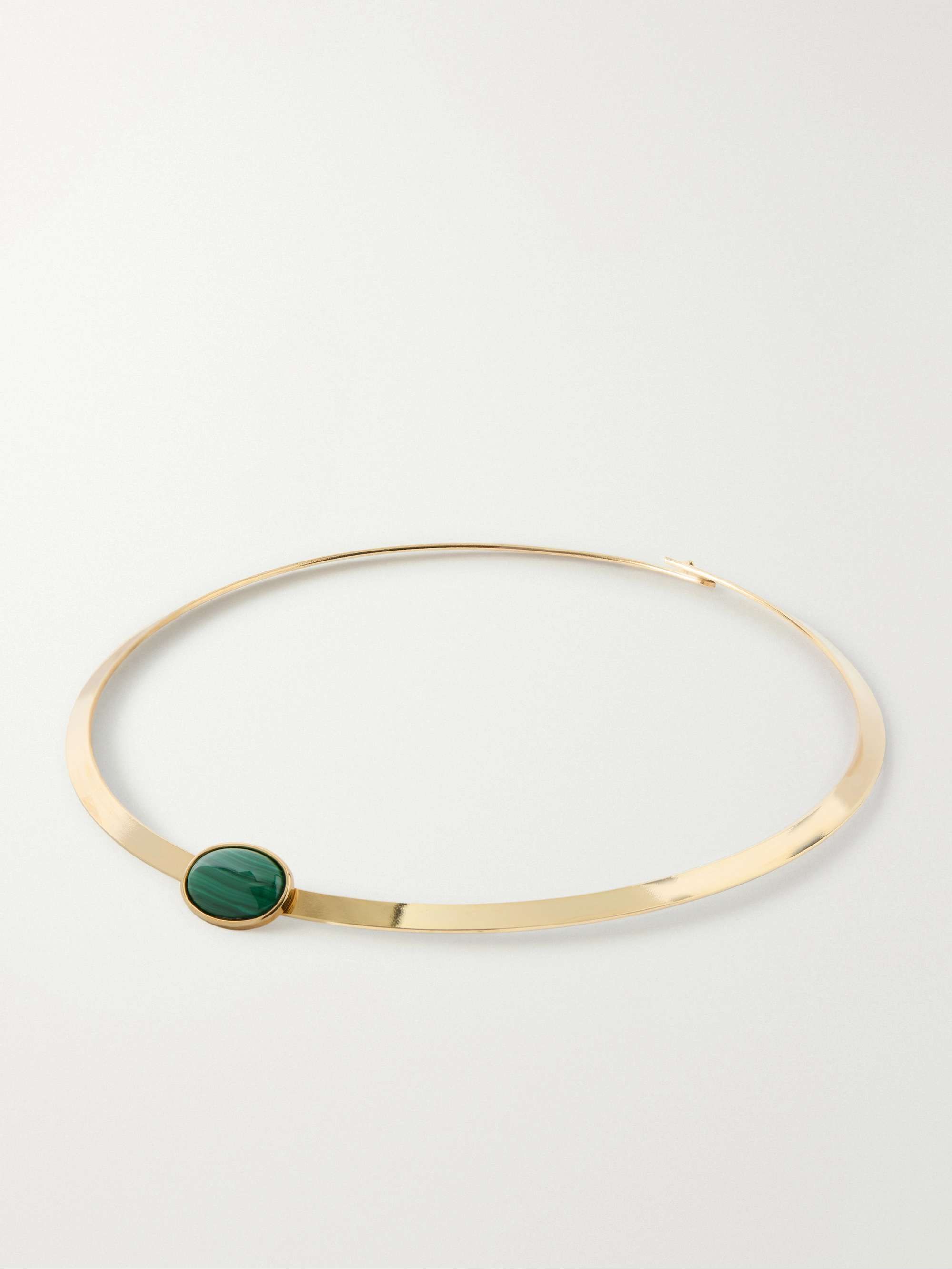 Elaine Gold-Plated Malachite Cuff