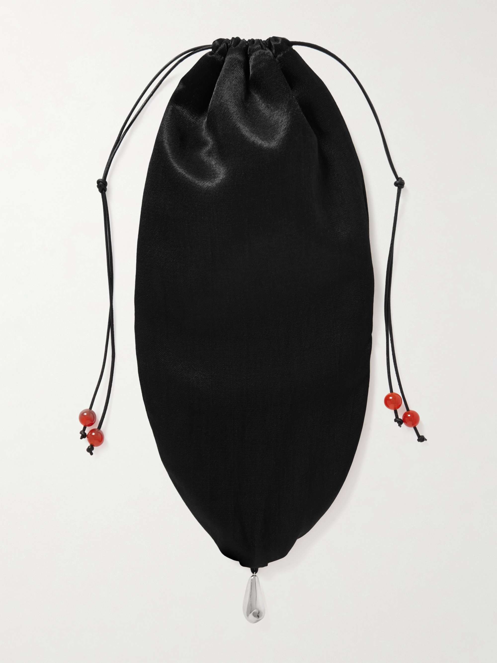 Teardrop Embellished Satin Drawstring Pouch