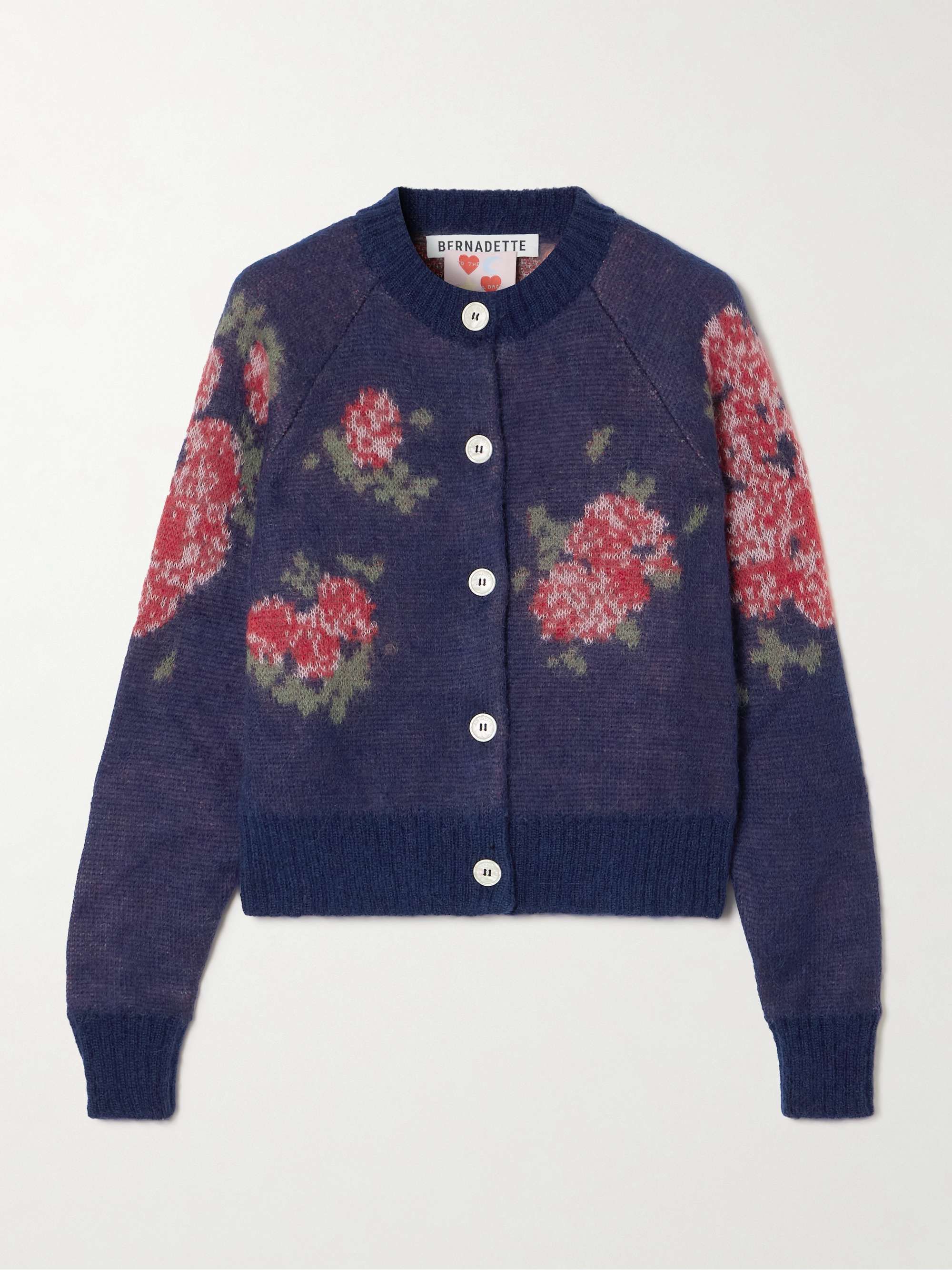 Amelia Floral-Jacquard Mohair-Blend Cardigan