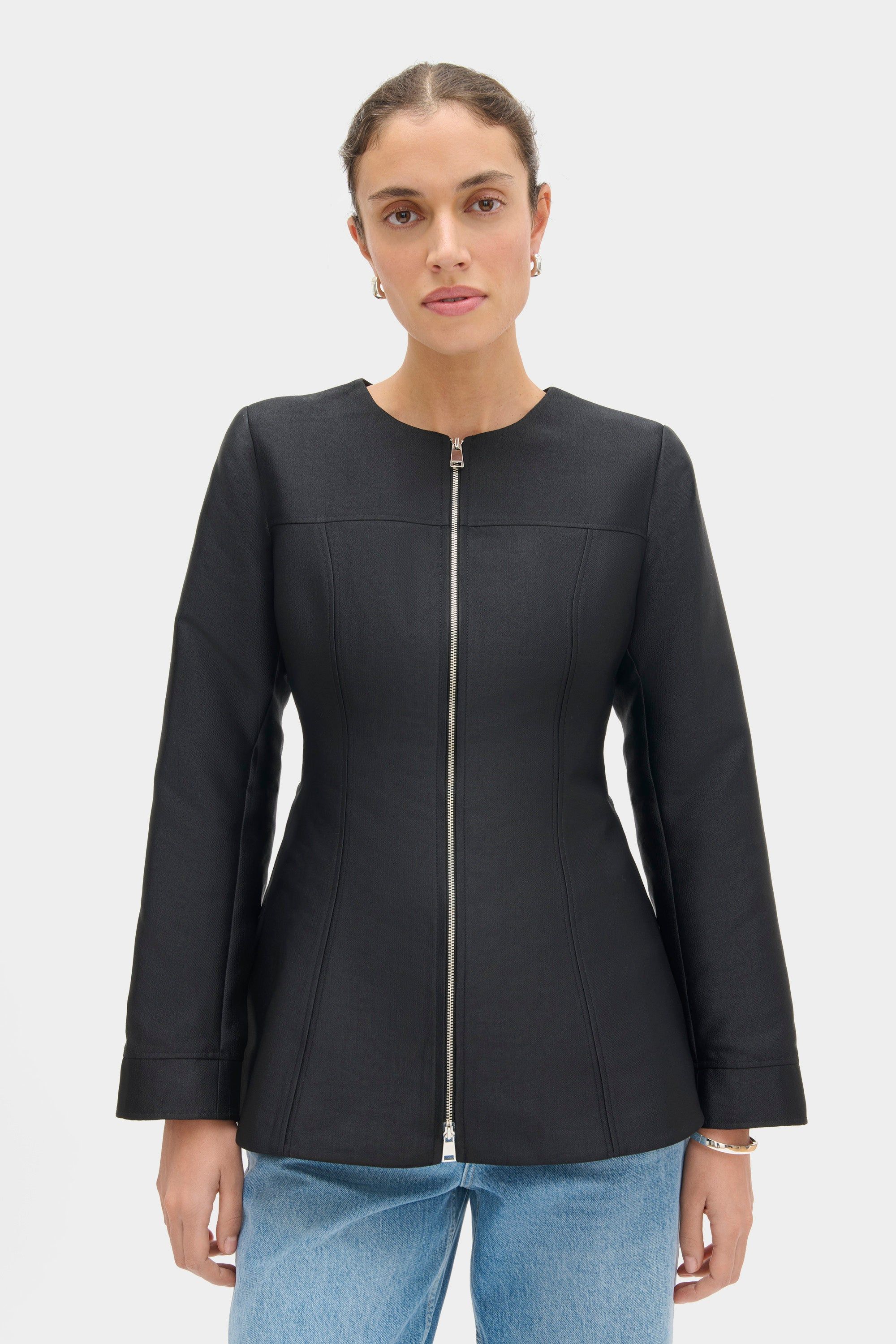 Dara Satin Zip Blazer