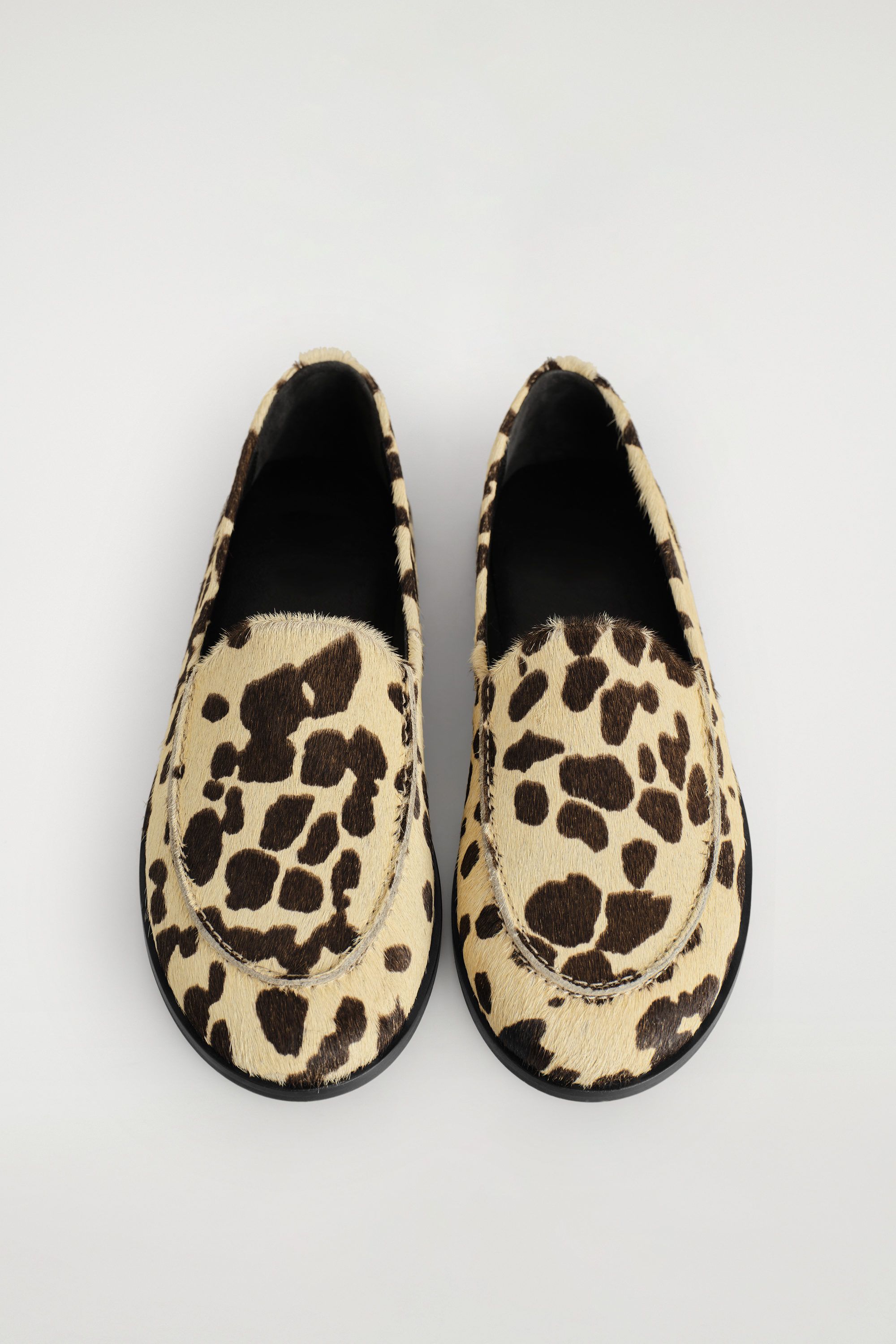 Animal-Print Pony Hair Effect Leather Loafers