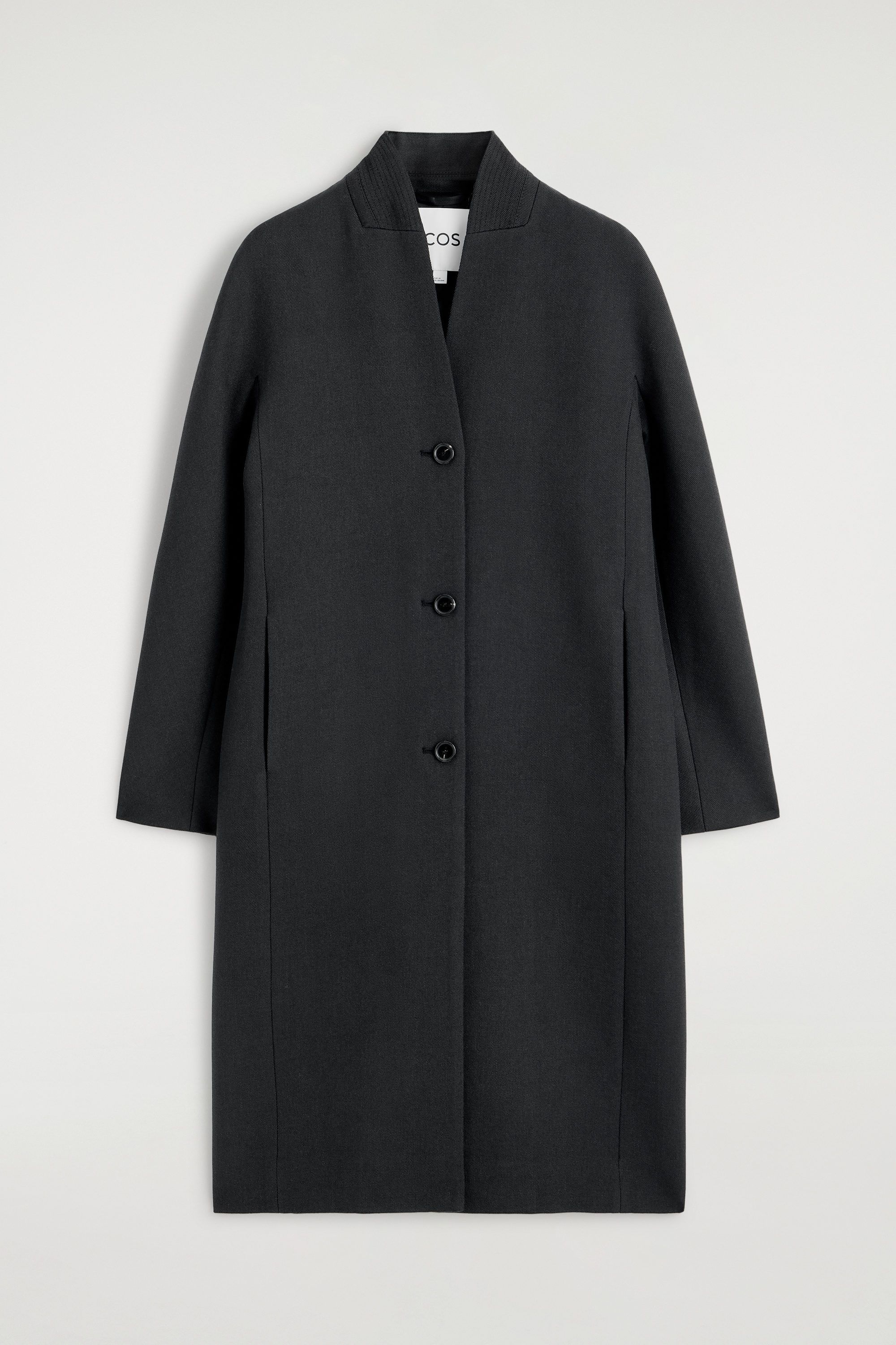 Collarless Wool-Twill Coat