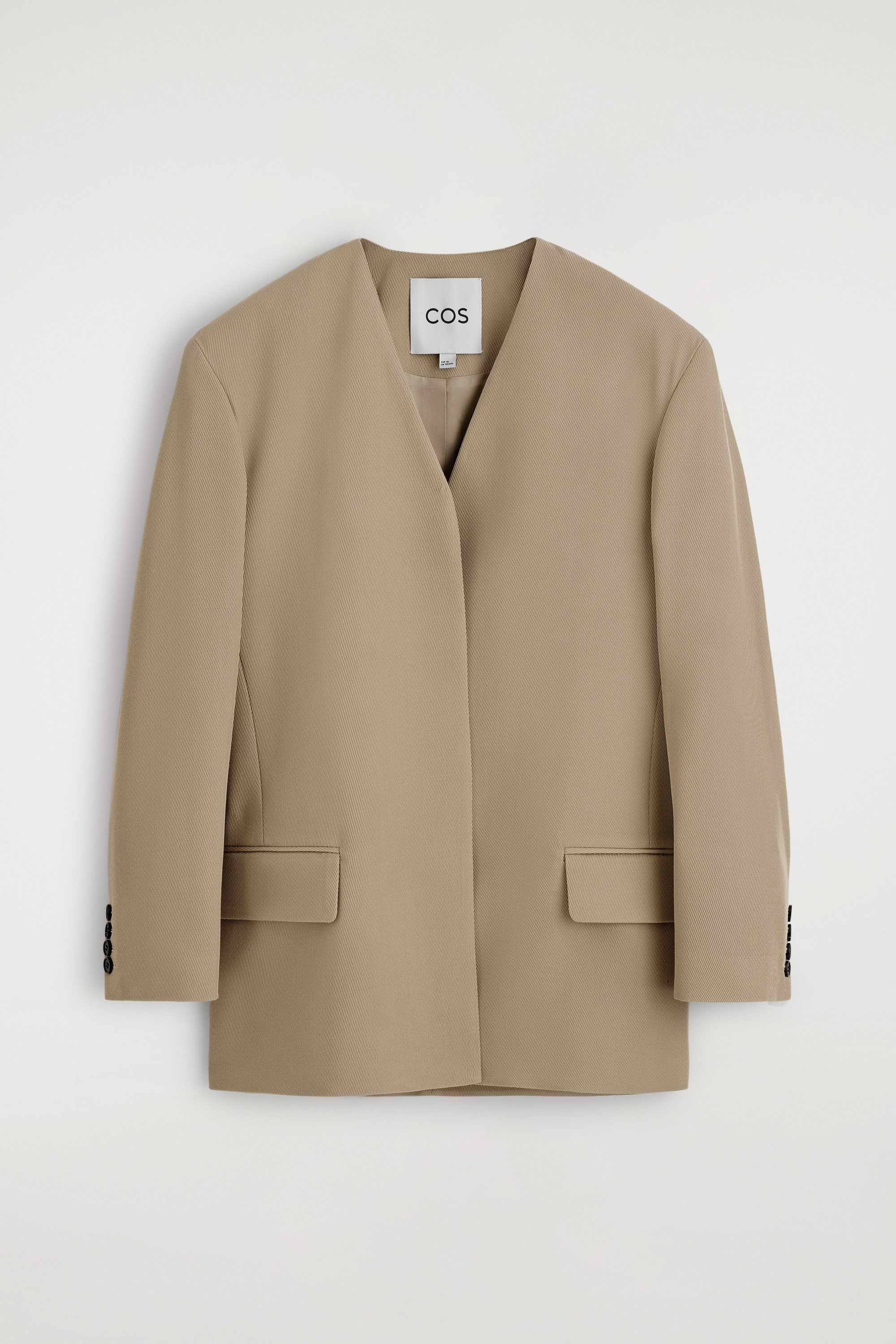 Collarless Wool-Twill Blazer