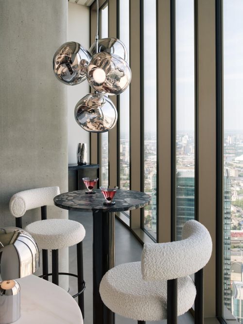 Fat Bar Stool | Black Wood & Ivory Alpine Boucle 