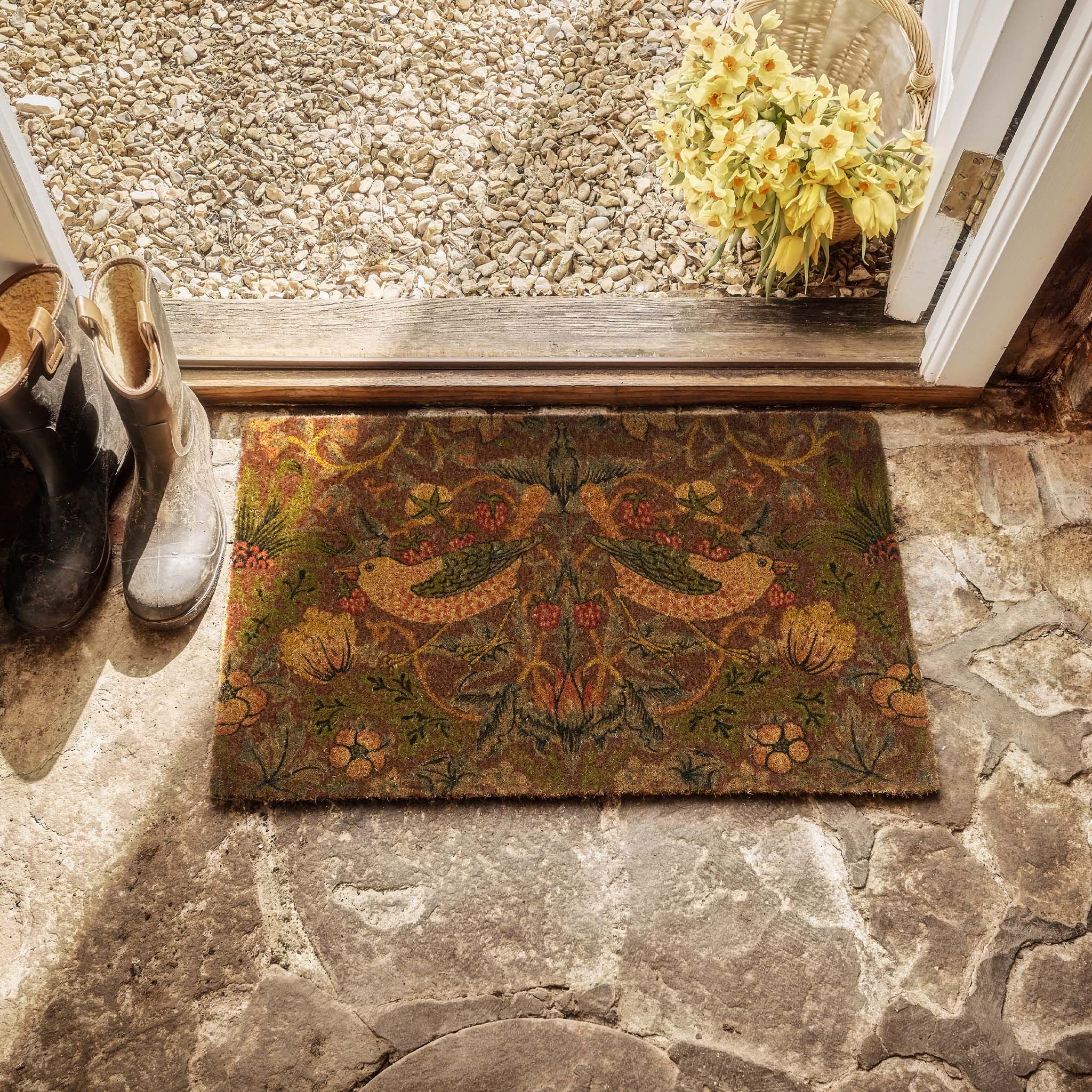 Morris &amp;amp; Co. Strawberry Thief Red Coir Doormat
