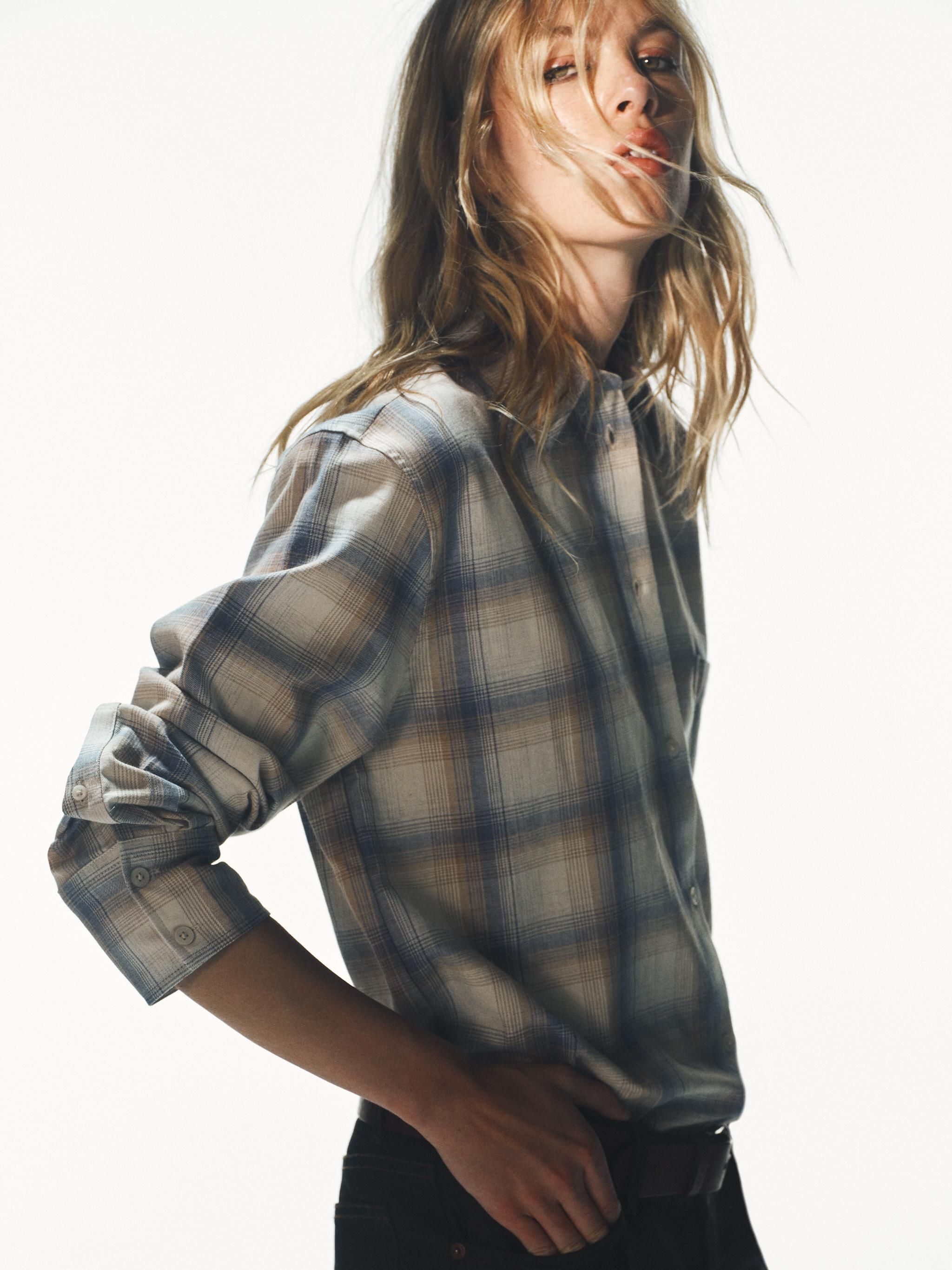 Oversized Plaid Pocket Shirt