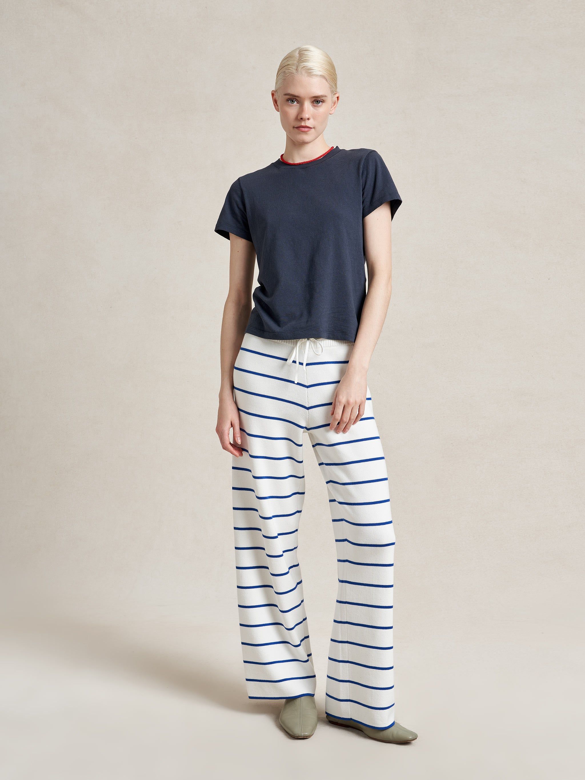 Leo Pant Xxs in Striped Cream \u0026 Cobalt