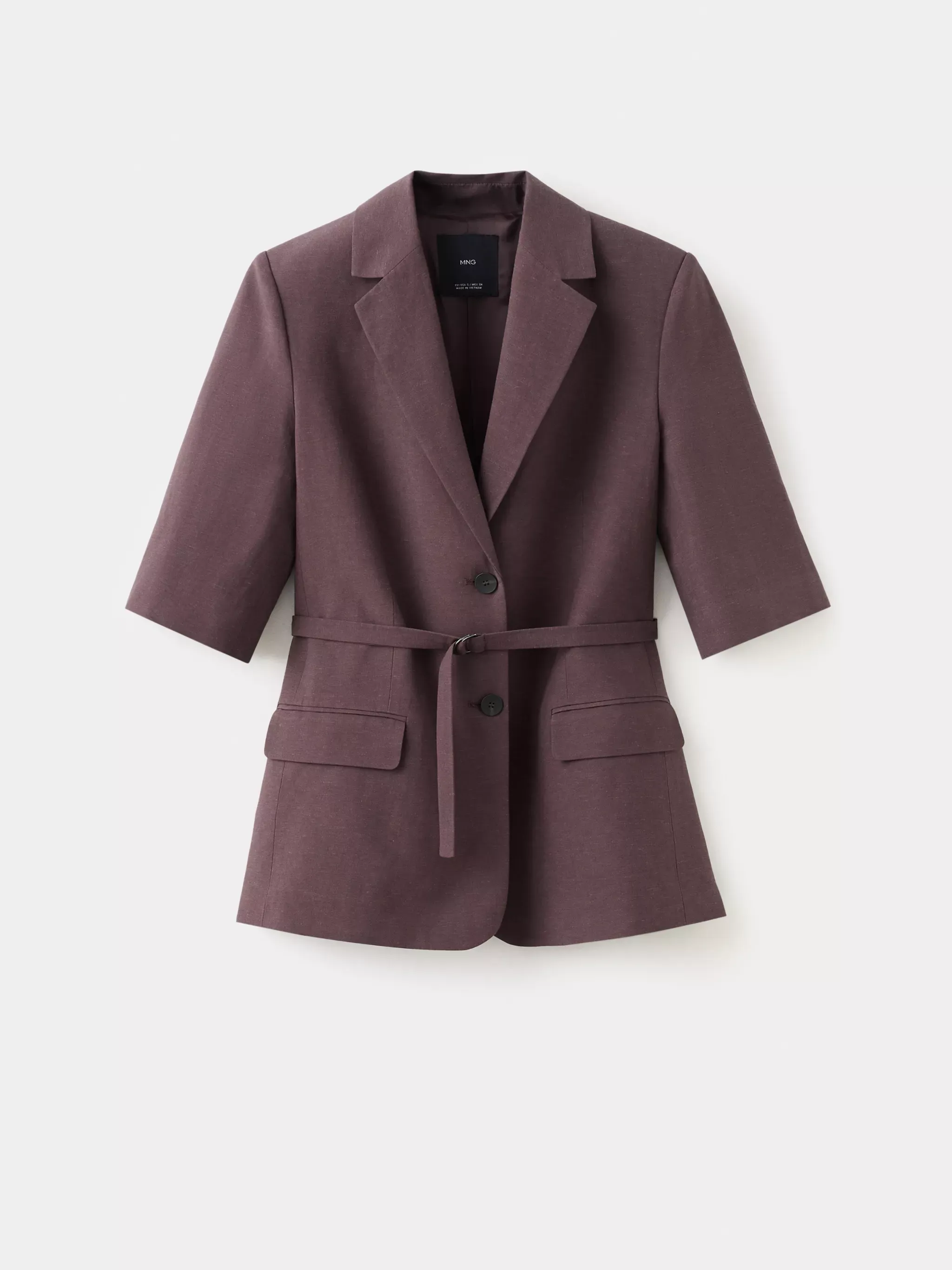 Linen Suit Blazer With Belt - Women | Mango Usa