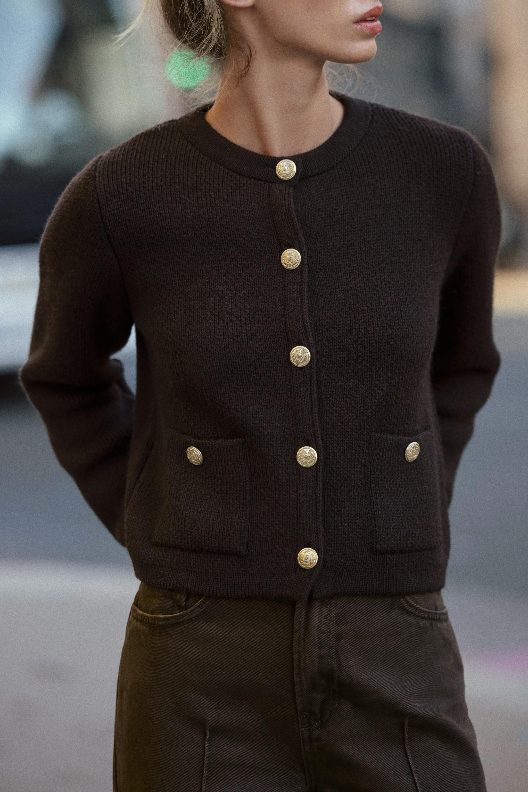 Golden Button Knit Cardigan