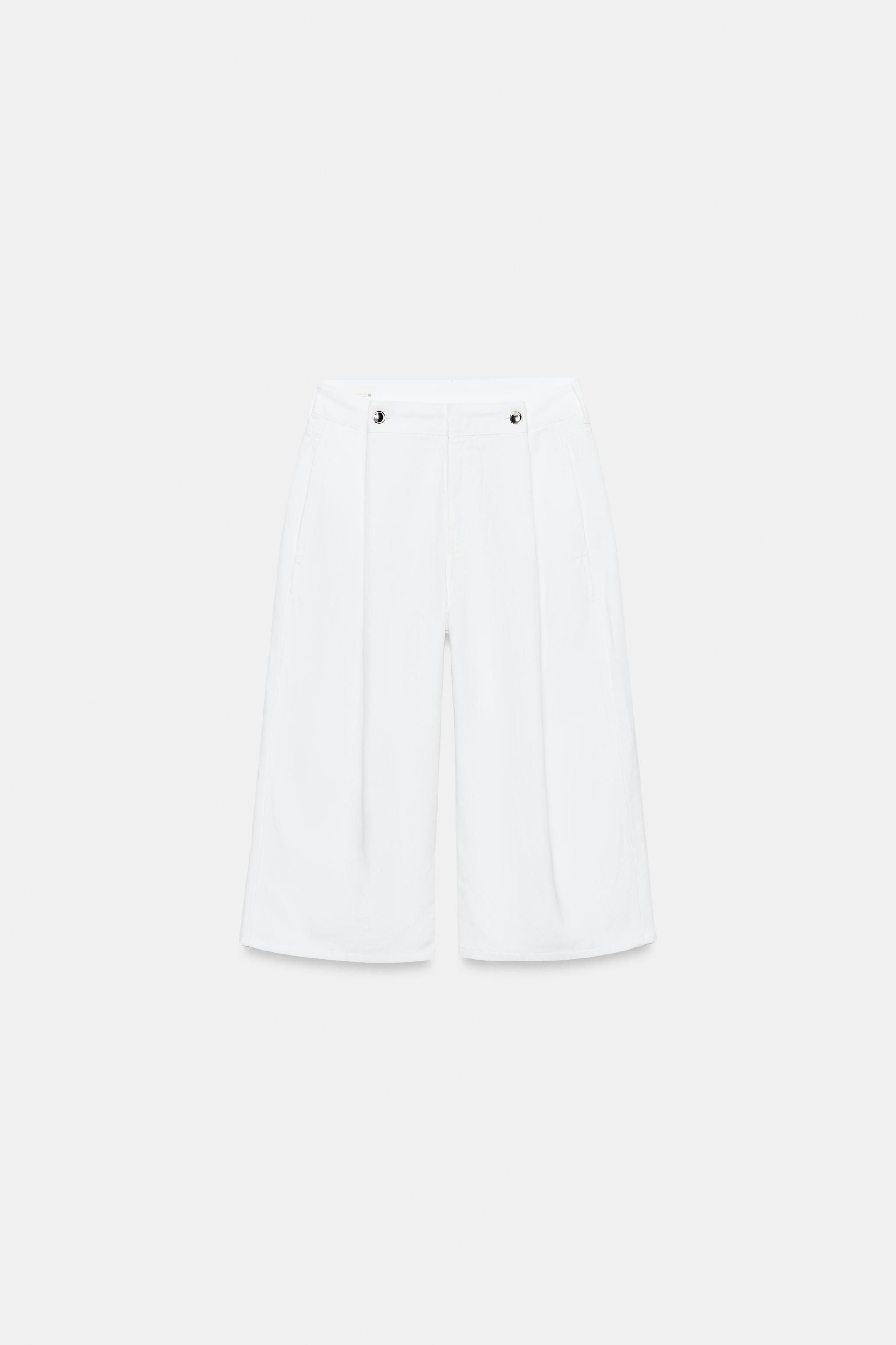 Z1975 Denim Long Button Shorts - White - 25 (us 0)