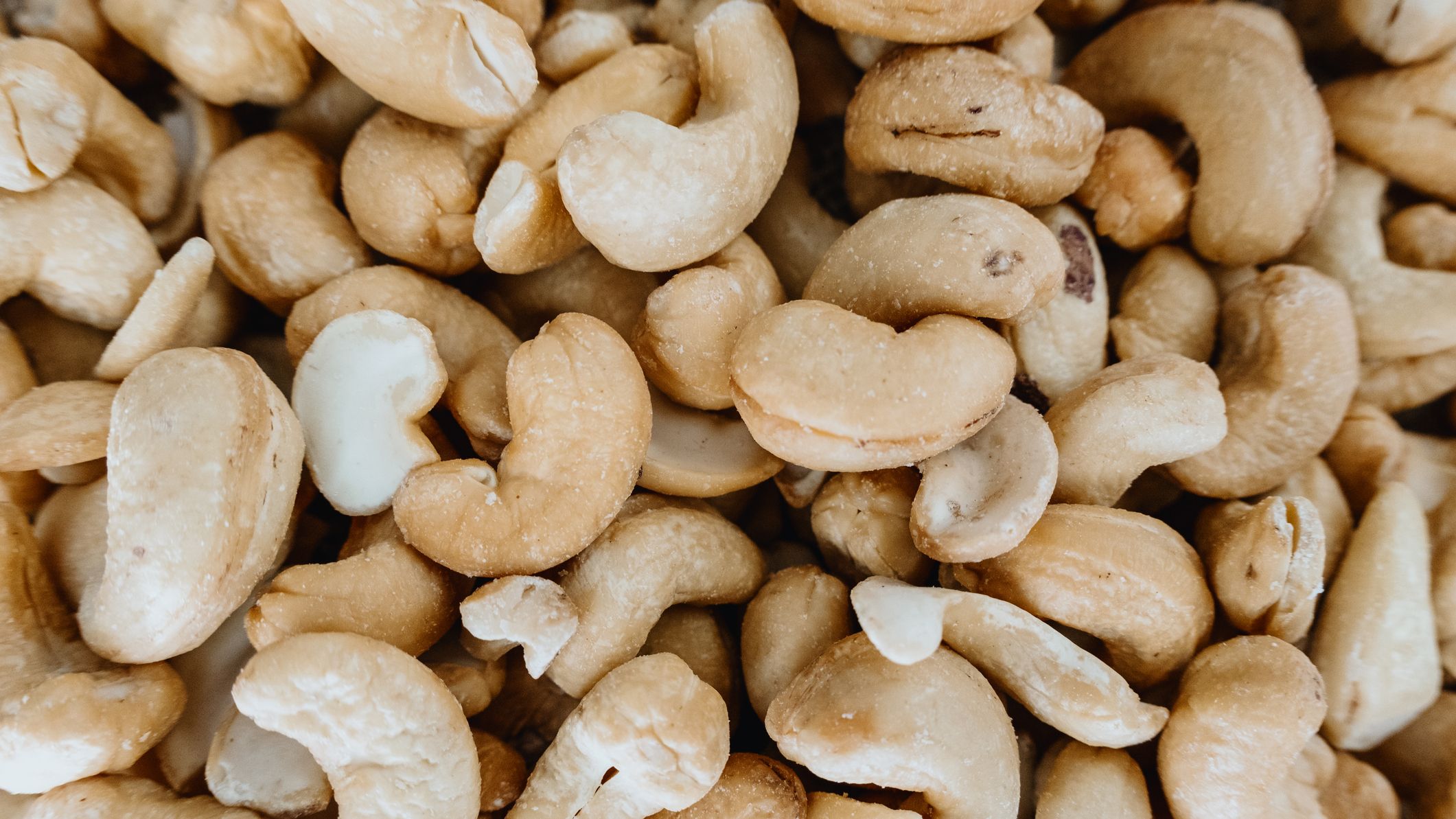 Close-up of multiple cashews