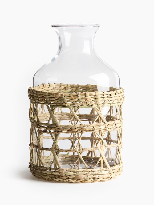 Seagrass-Cage Glass Carafe
