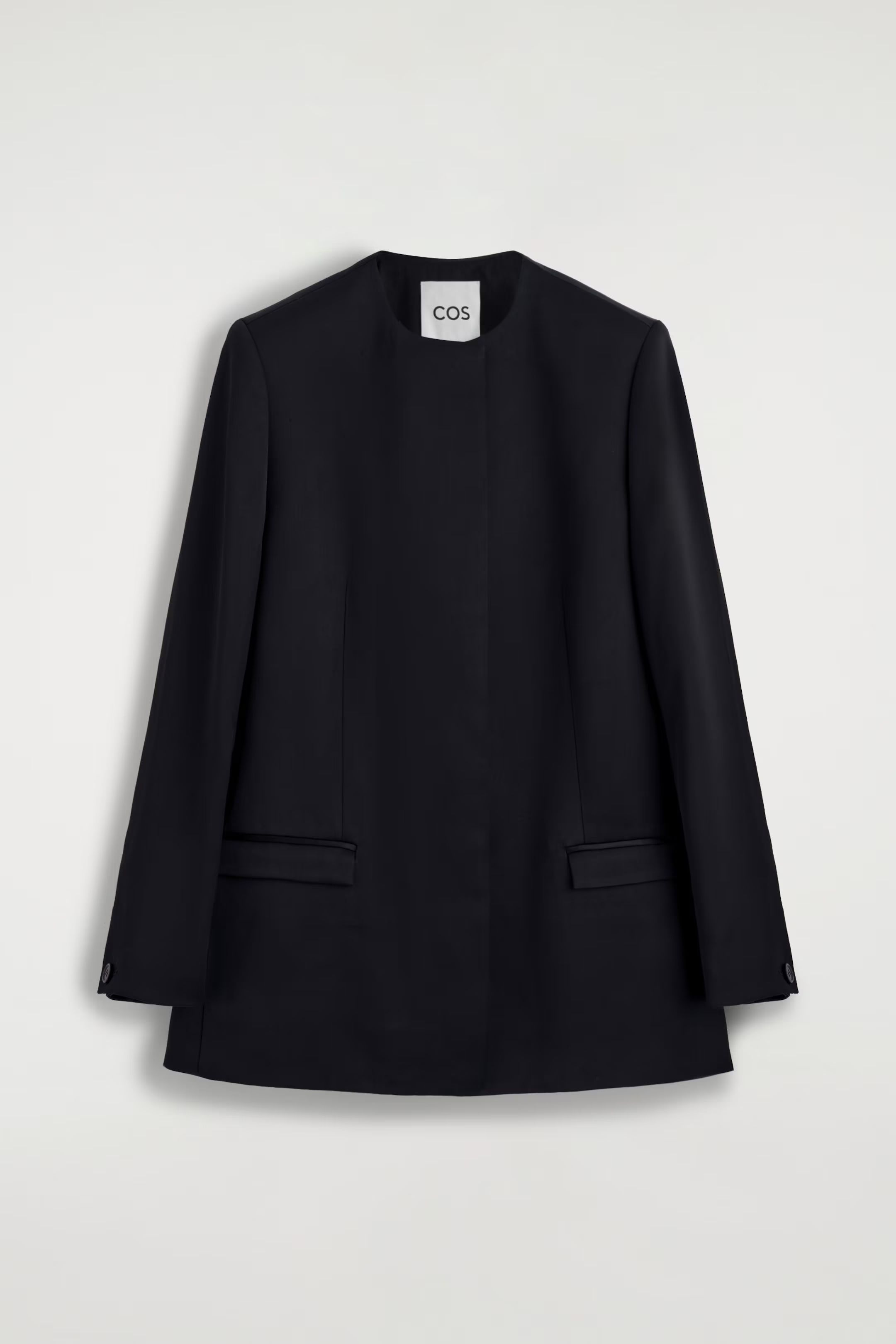 COS, Structured Collarless Satin Blazer