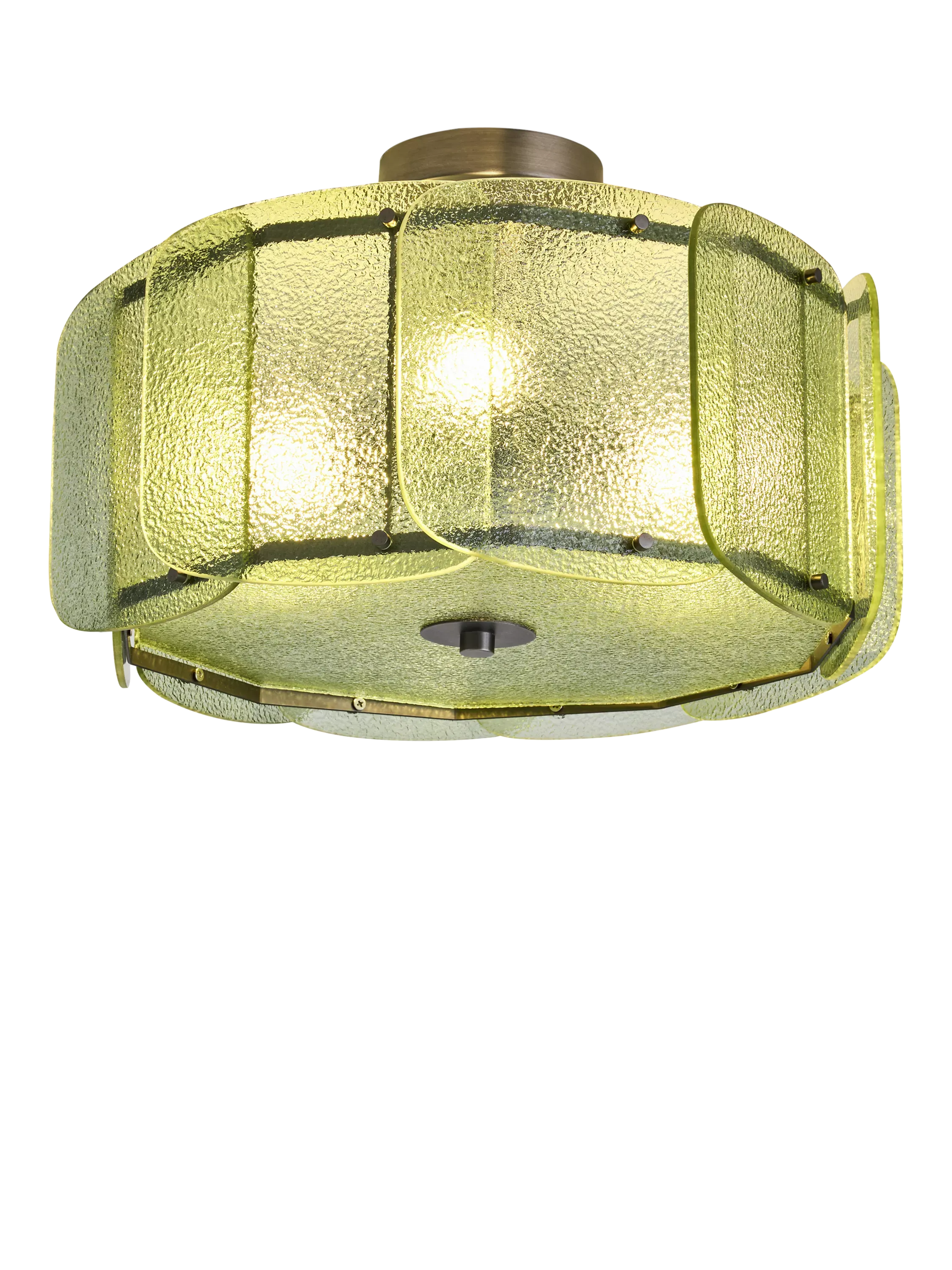 Made Sacha Glass Flush Ceiling Light, Green