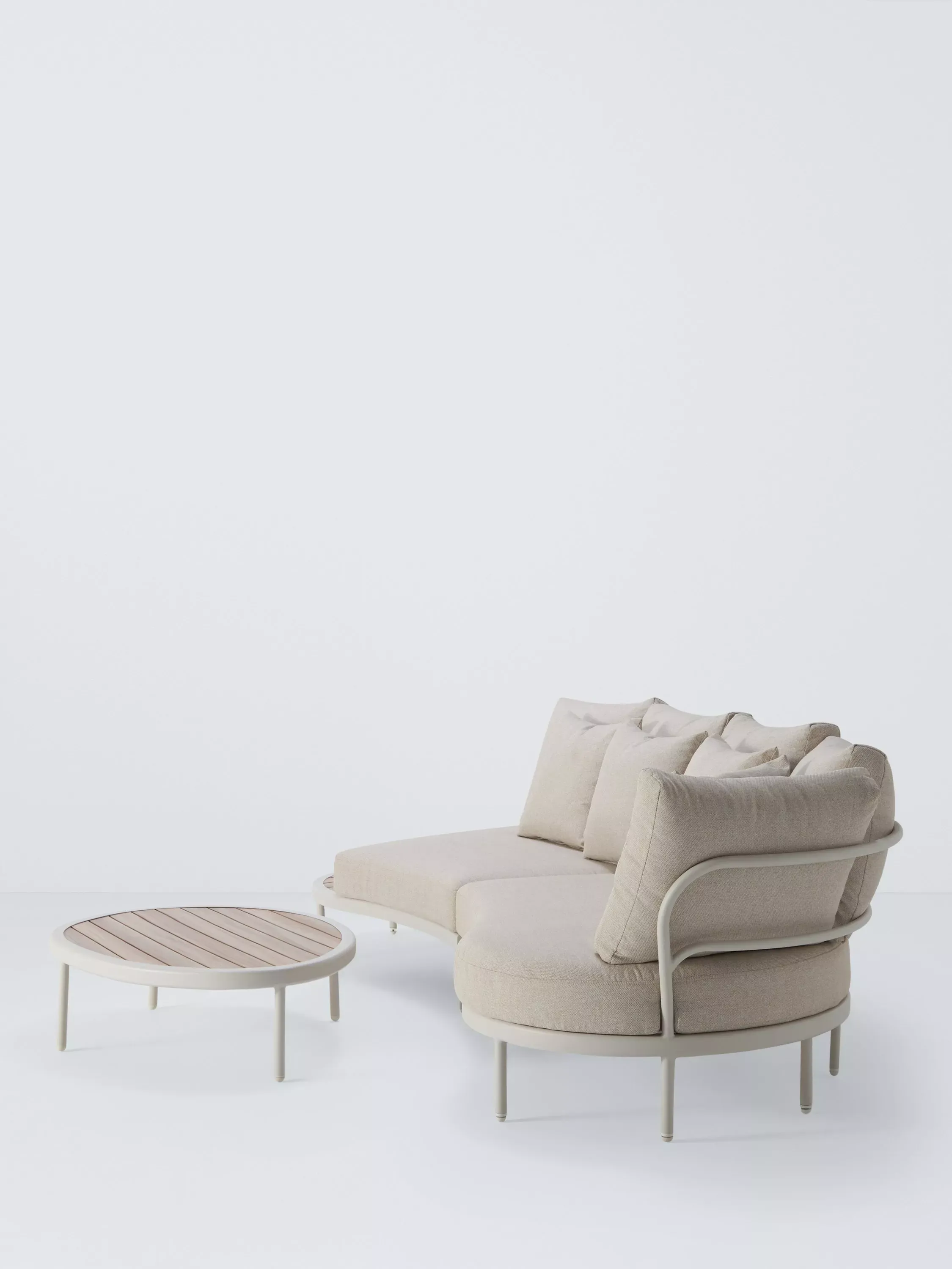 John Lewis Lozenge 4-Seater Modular Curved Garden Sofa &amp;amp; Coffee Table Set, Cream