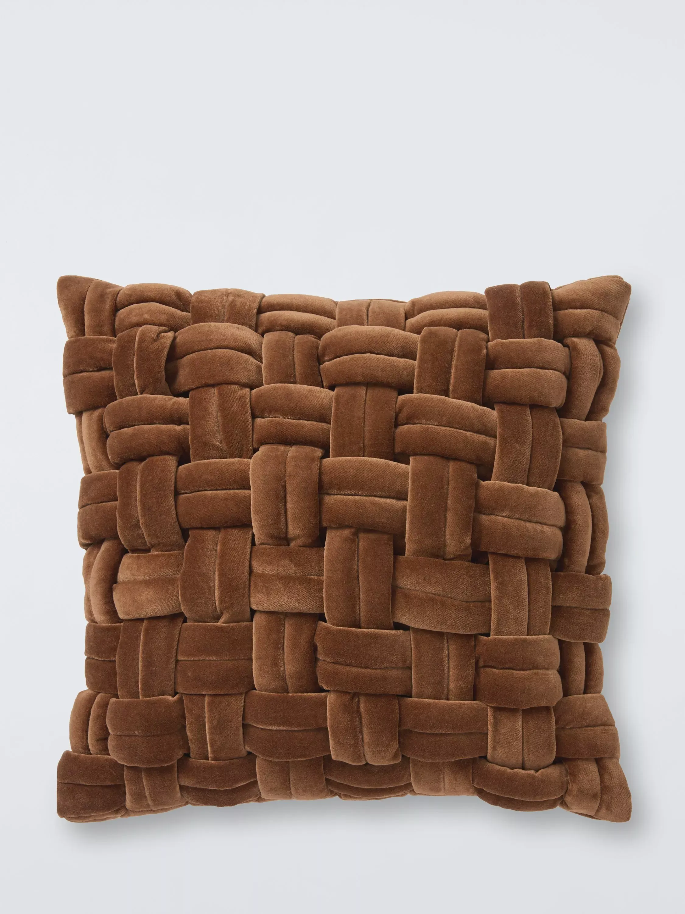 John Lewis Velvet Basket Weave Cushion, Avocado
