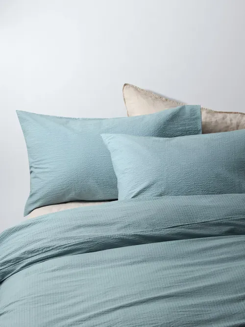 Cotton Seersucker Duvet Cover Set, White