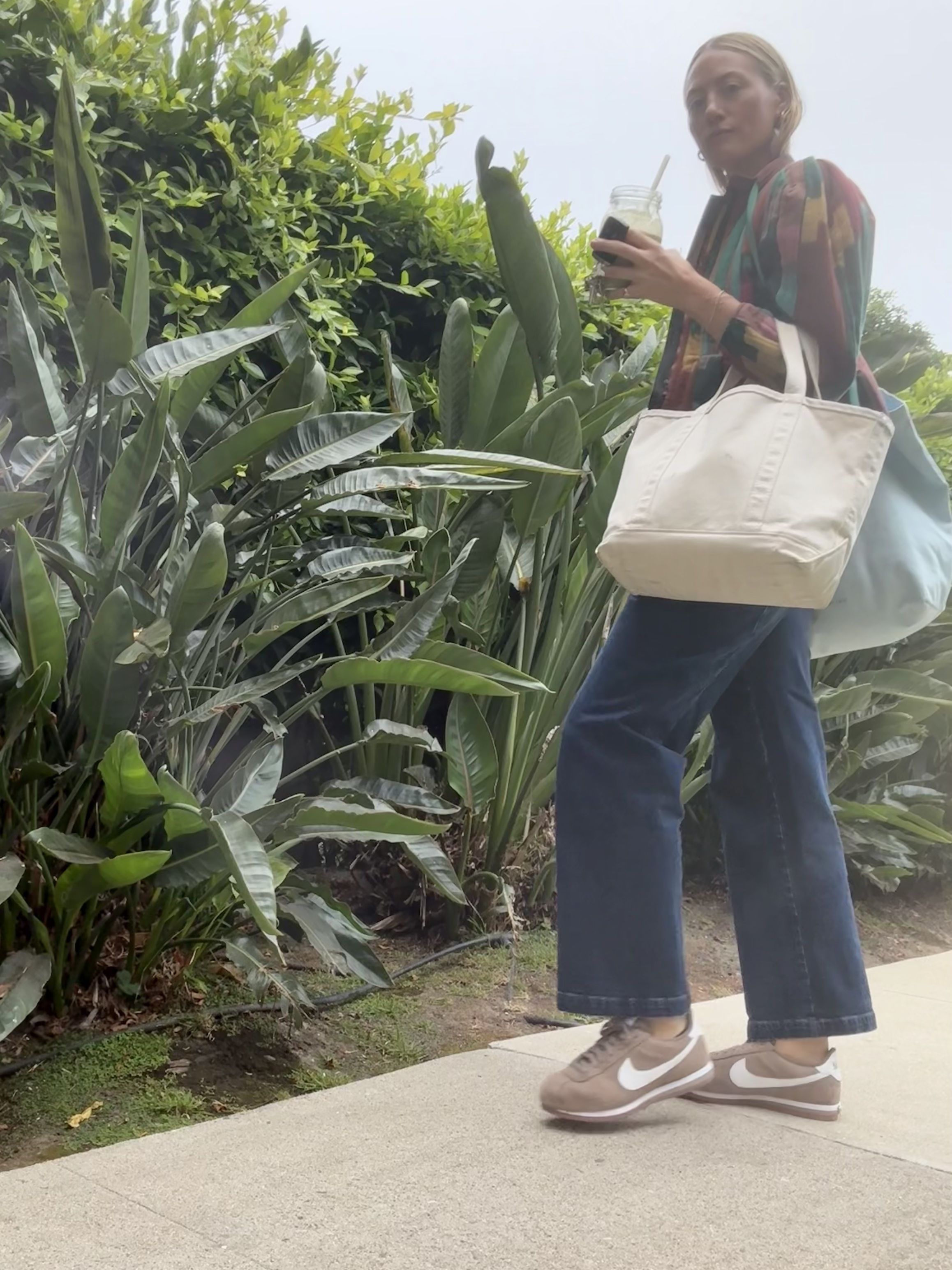 Brooke Ely Danielson wearing the L. L. Bean Boat and Tote with jeans and sneakers