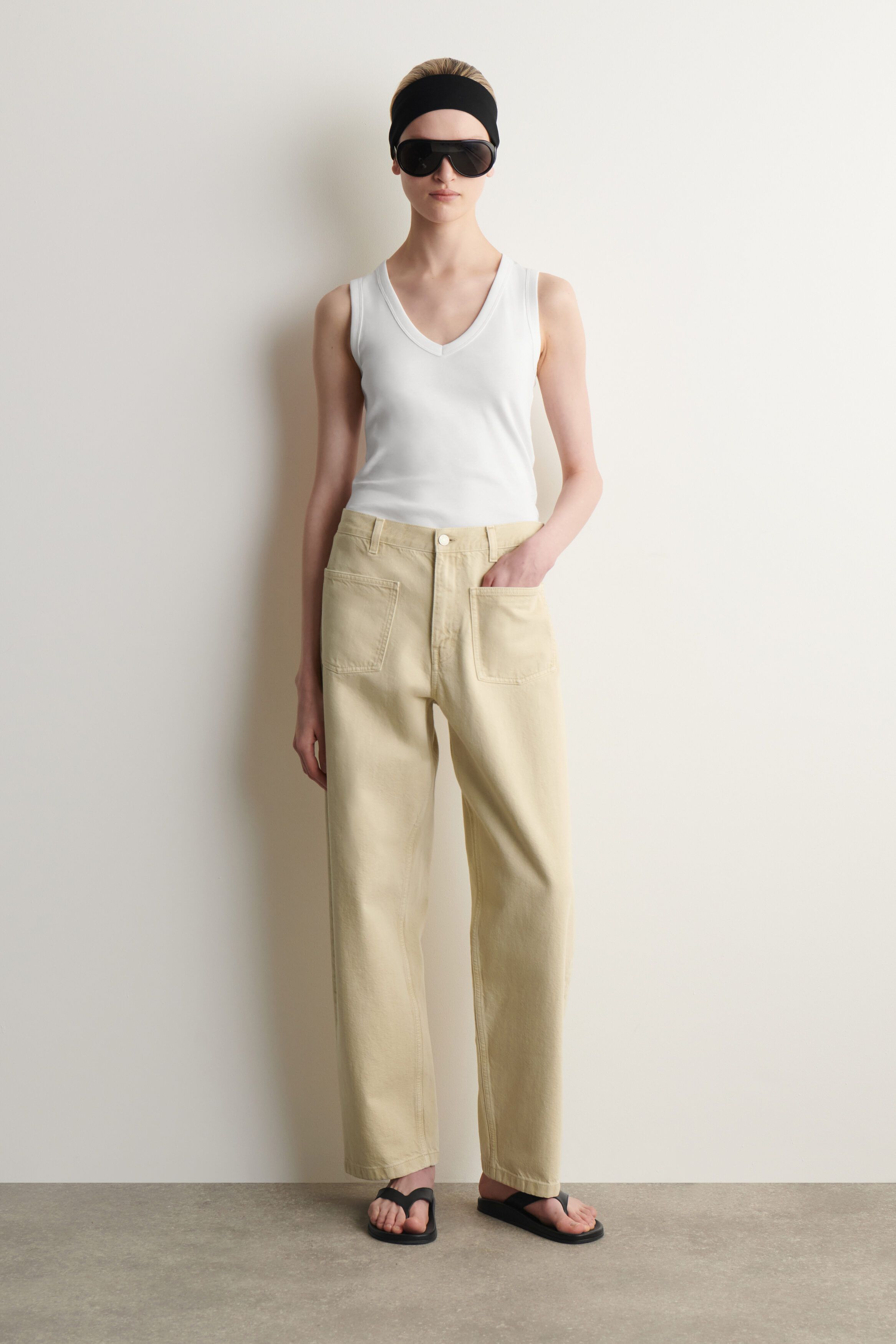 Patch-Pocket Straight-Leg Jeans