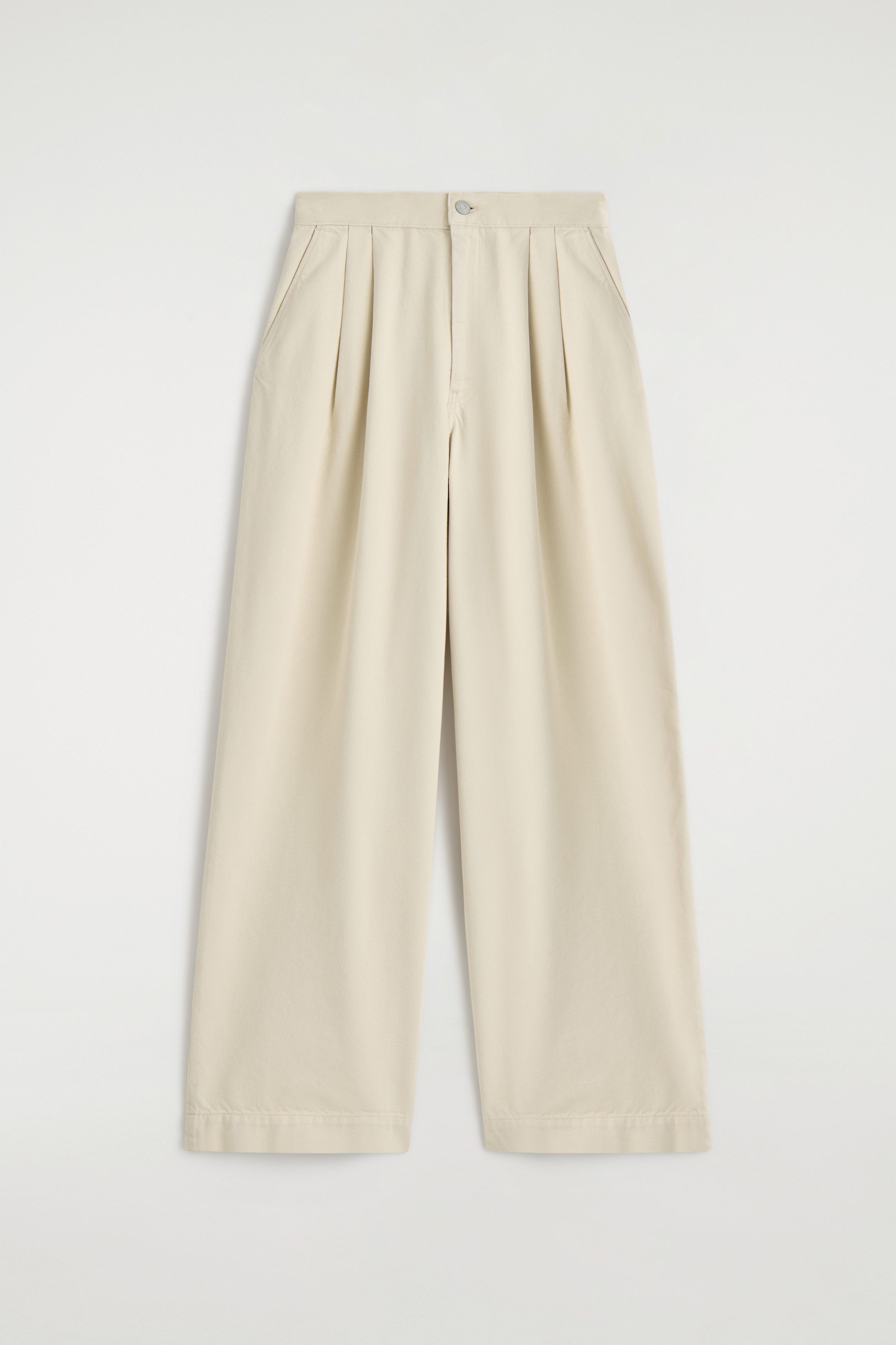 Pleated Wide-Leg Denim Pants