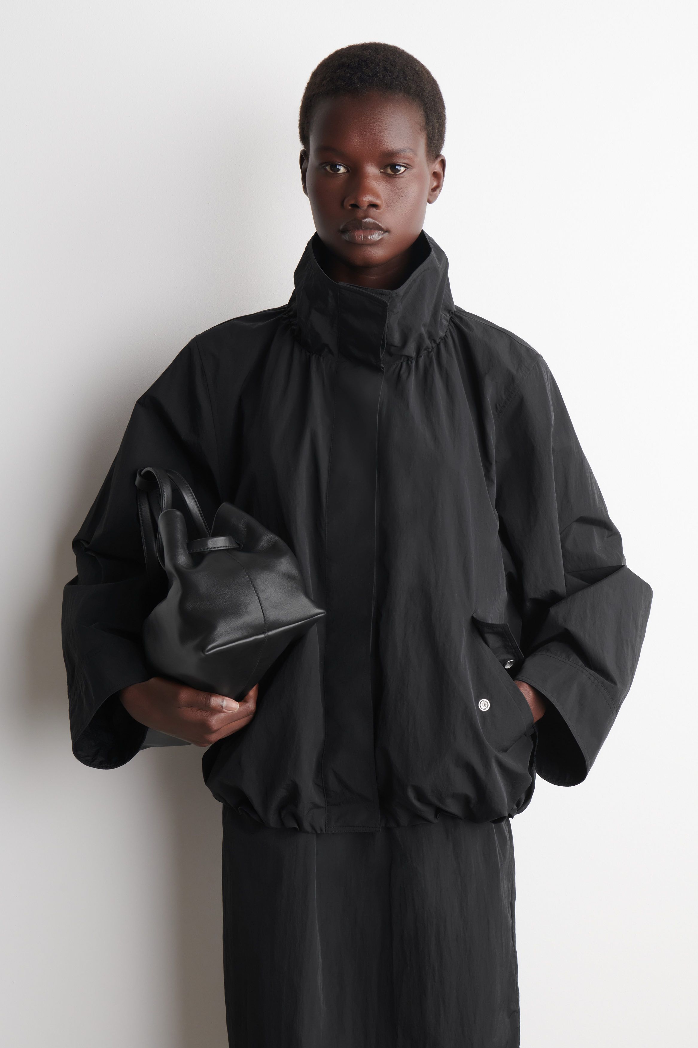 Nylon Mock-Neck Jacket