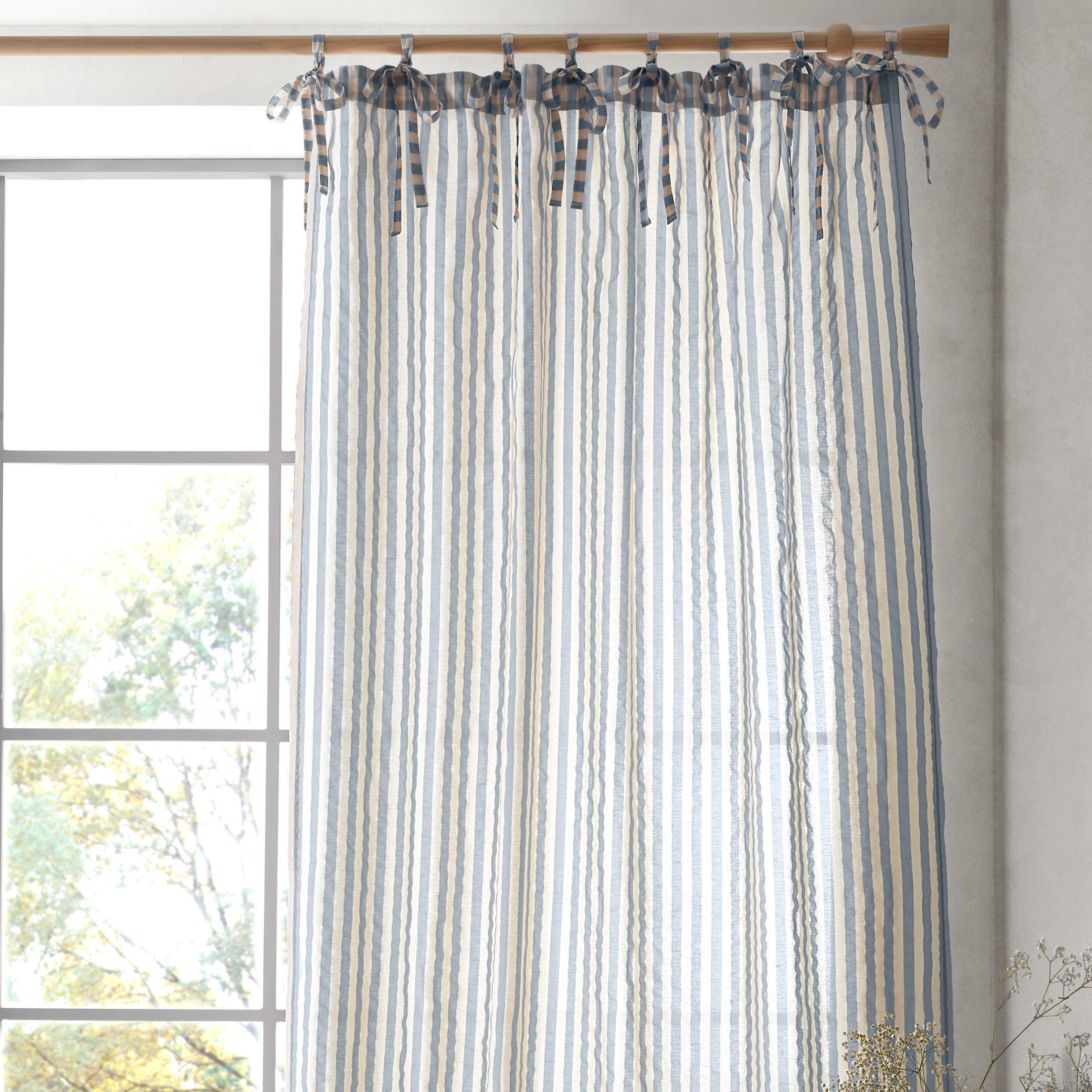 'zanzibar Woven Stripe' Voile Curtain Panel